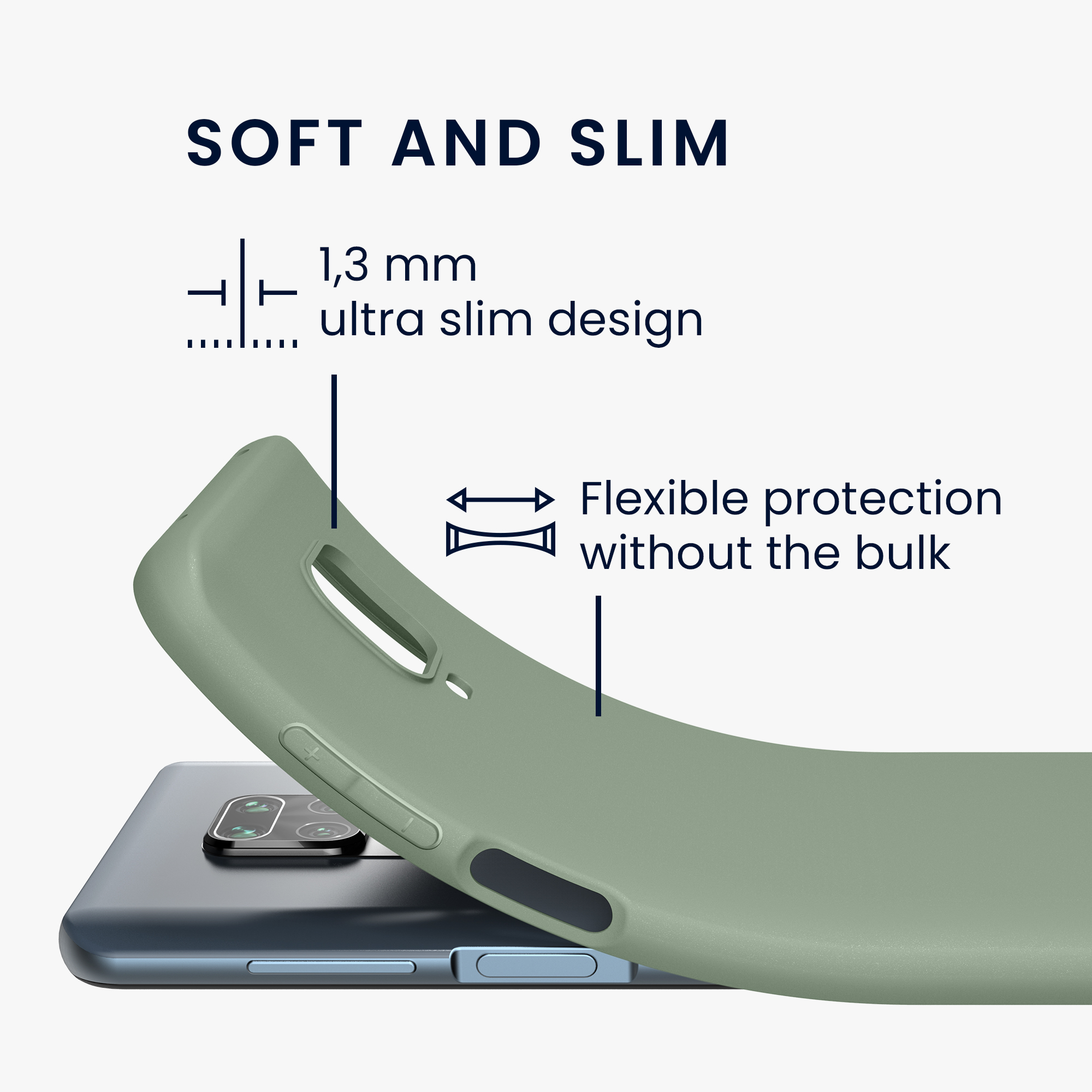 TPU kryt kwmobile pro Xiaomi Redmi Note 9S / 9 Pro / 9 Pro Max - šedozelená
