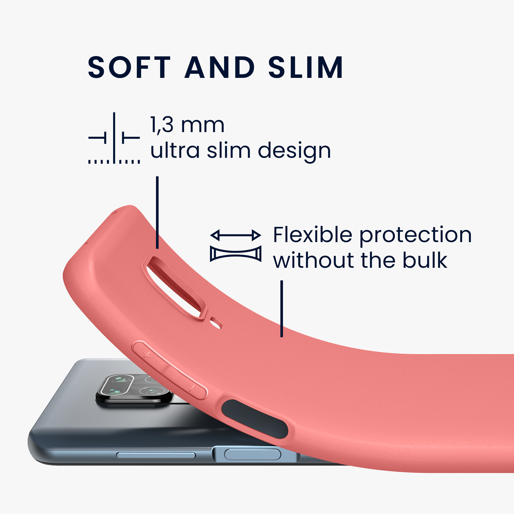 TPU kryt kwmobile pro Xiaomi Redmi Note 9S / 9 Pro / 9 Pro Max - pastelově korálová