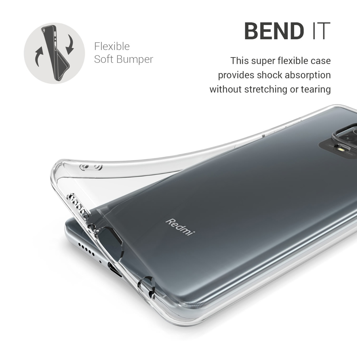Transparentní TPU kryt kwmobile pro Xiaomi Redmi Note 9S / 9 Pro / 9 Pro Max - transparentní