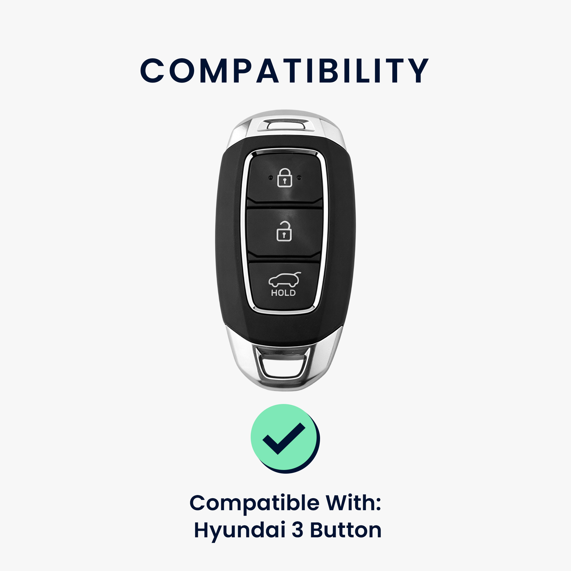 Pouzdro na klíč od auta kwmobile pro Hyundai 3 Button Car Key Keyless Go - karbonově černá