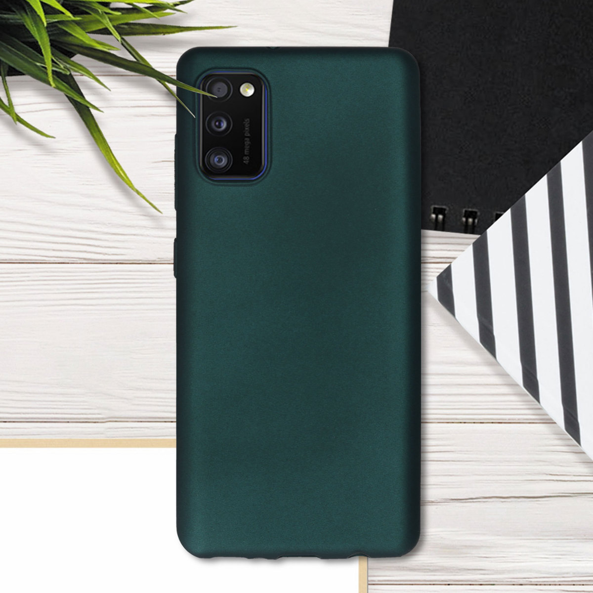 Kryt na mobil Samsung Galaxy A41 kwmobile TPU metalický Metalická petrolejová