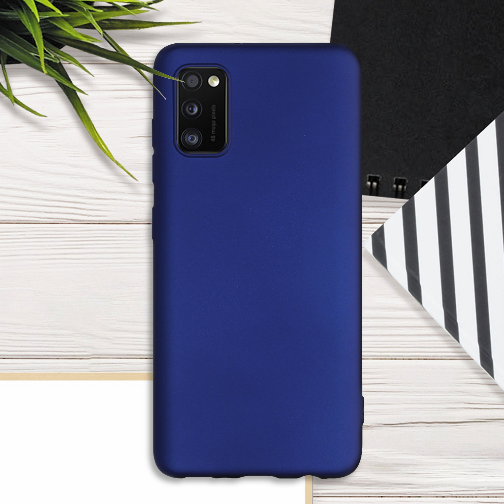 Kryt na mobil Samsung Galaxy A41 kwmobile TPU metalický Metalická modrá
