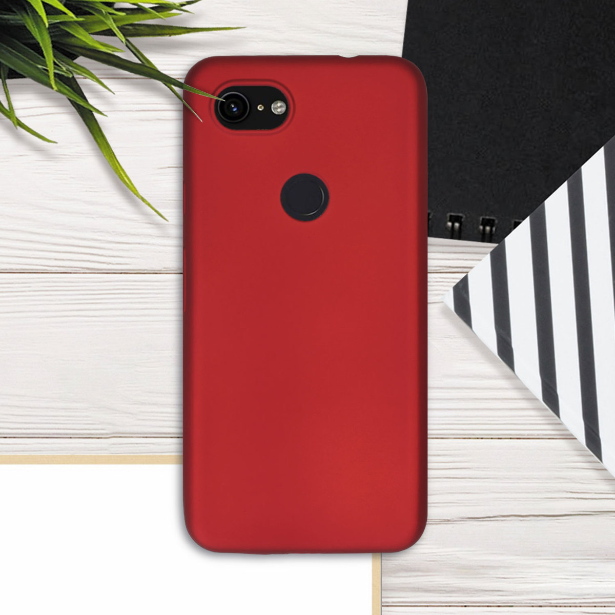 Tenký metalický TPU silikonový kryt pro Google Pixel 3a kwmobile ‑ metalická tmavě červená