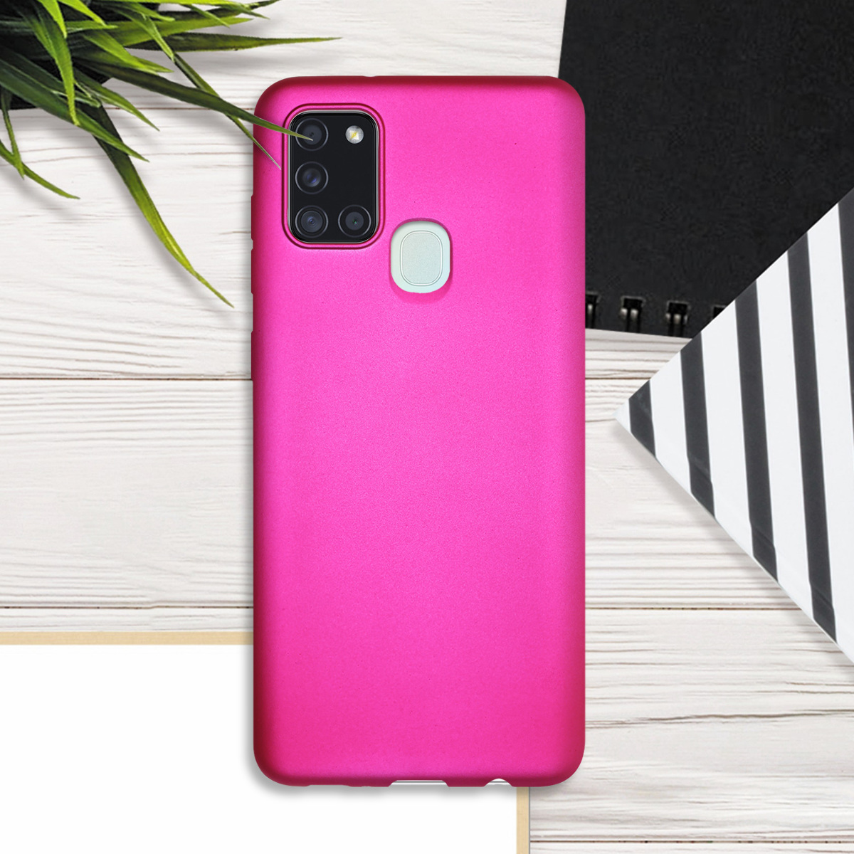 Kryt na mobil Samsung Galaxy A21s kwmobile TPU metalický Metalická růžová