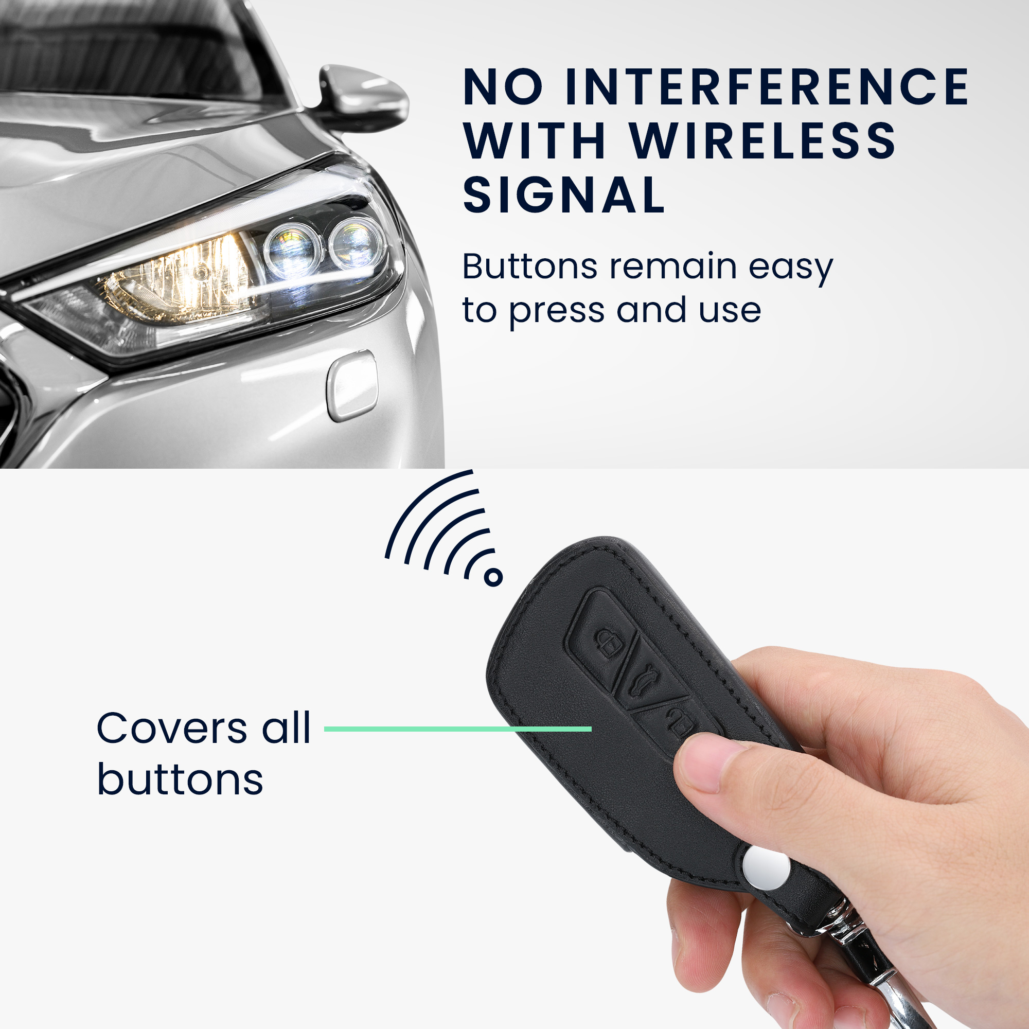 Obal na klíč od auta pro VW Golf 8 klíč se 3 tlačítky kwmobile skořepinové z eko kůže - černá
