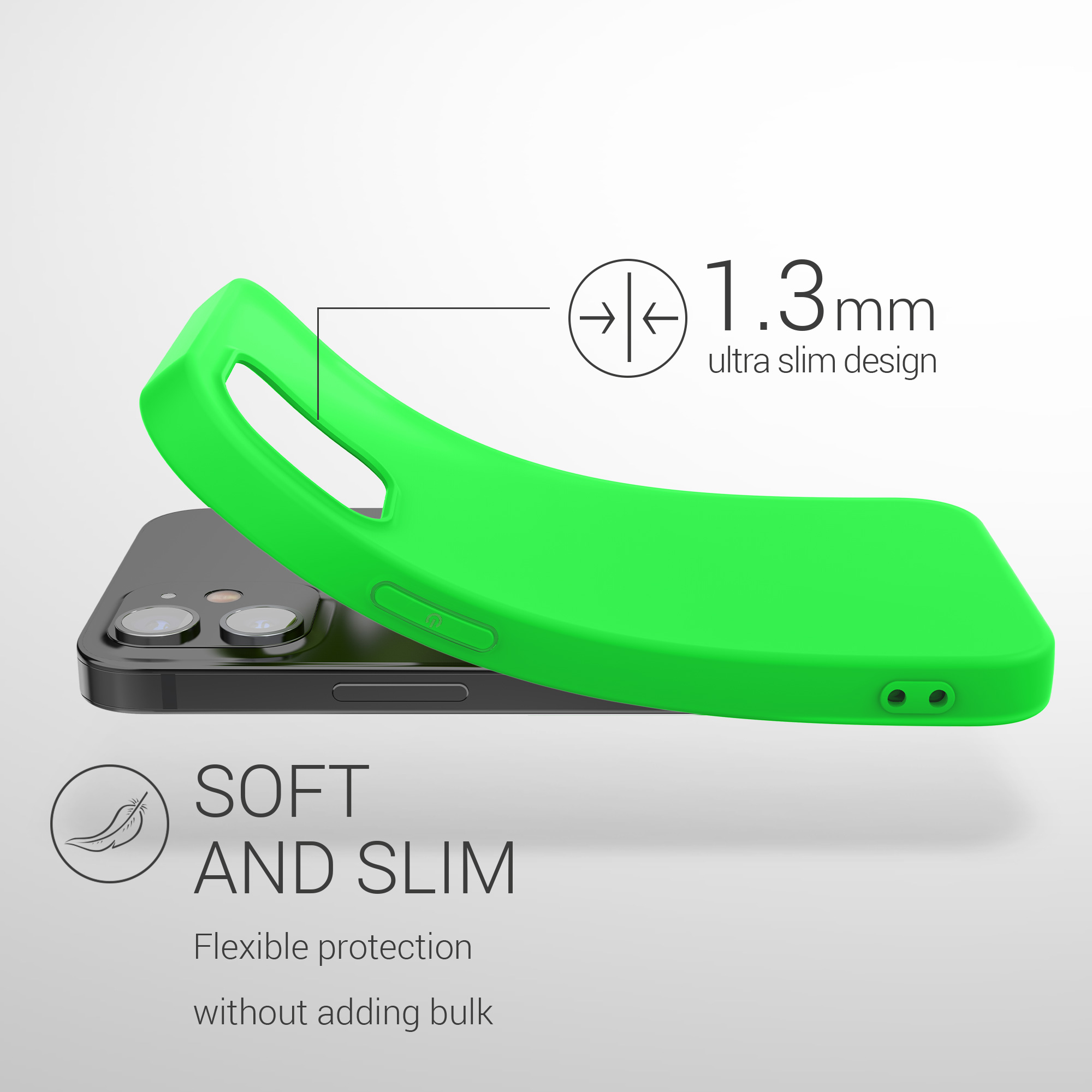 Silikonový kryt kwmobile pro iPhone 12 mini - neonově zelená