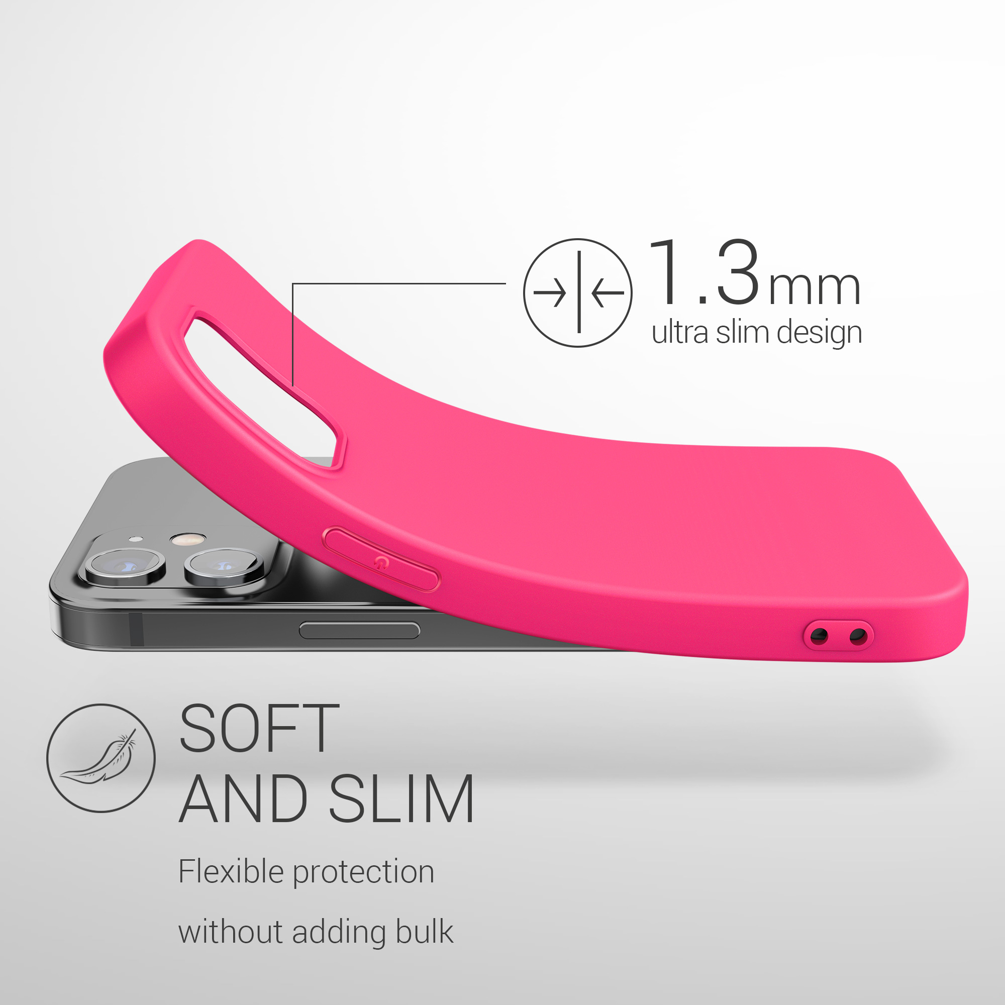 Silikonový kryt kwmobile pro iPhone 12 mini - neonově růžová