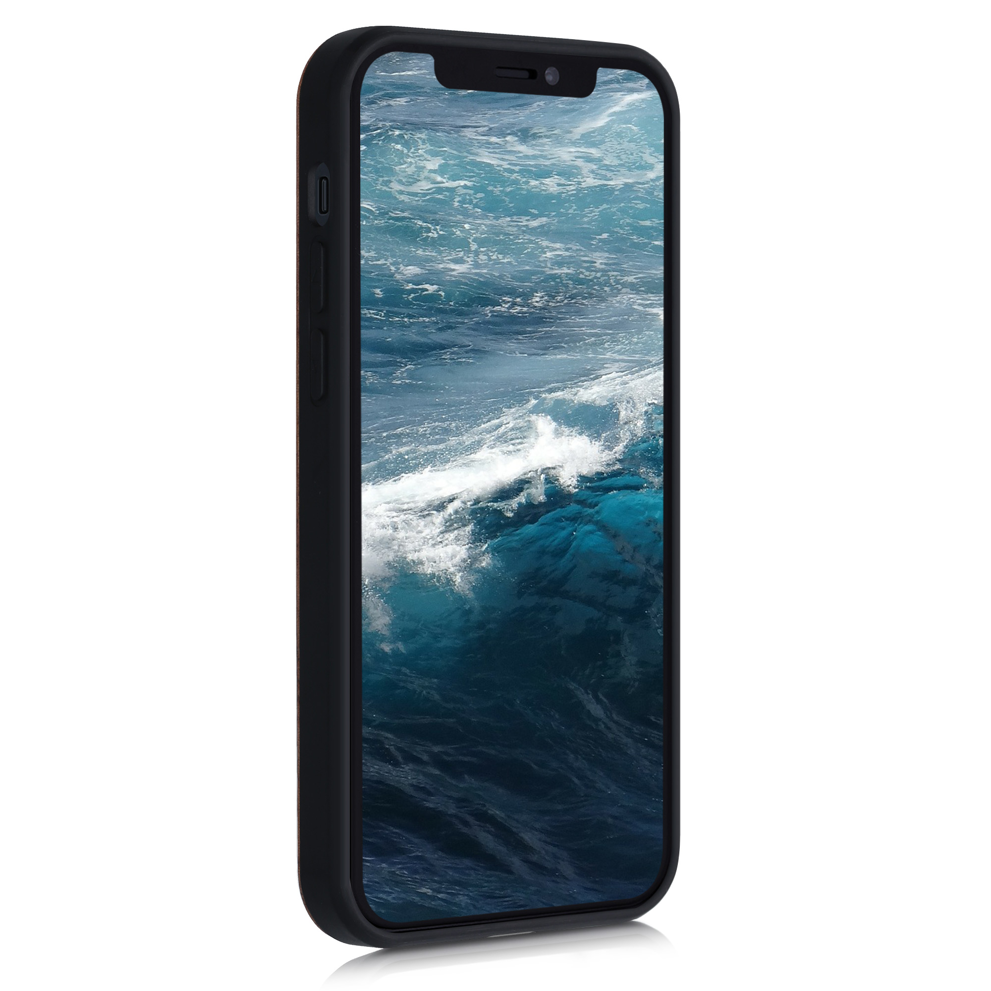 Dřevěný kryt kwmobile pro iPhone 12 / iPhone 12 Pro - tmavě hnědá