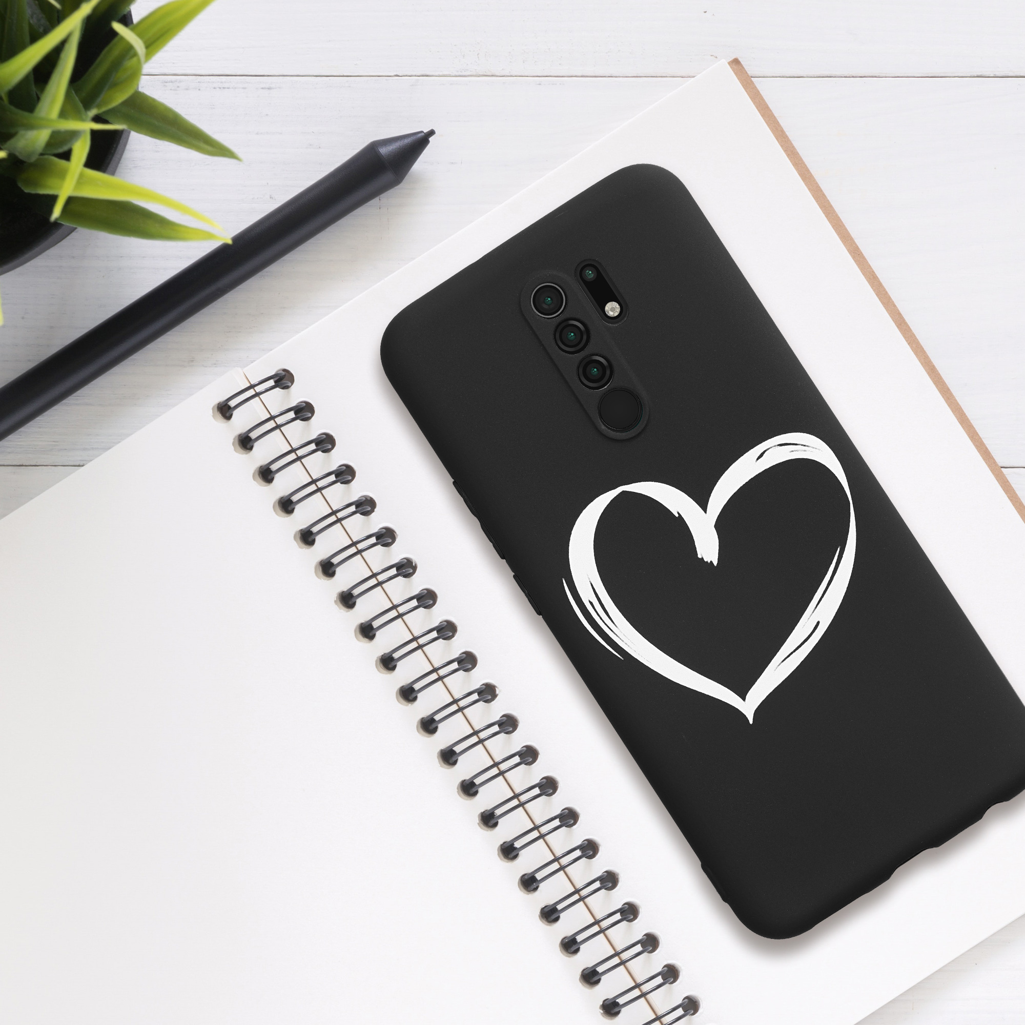 Kryt Xiaomi Redmi 9 silikonový TPU bílá/černá kwmobile