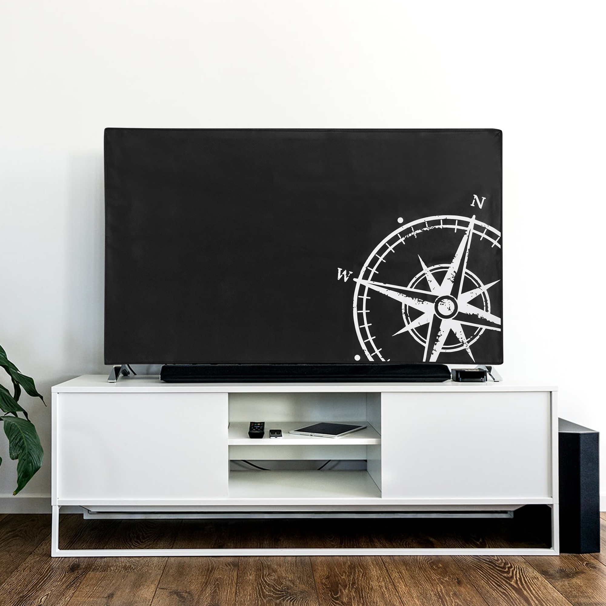 Vnitřní kryt na TV 49-50" kwmobile - syntetická látka bílá / černá