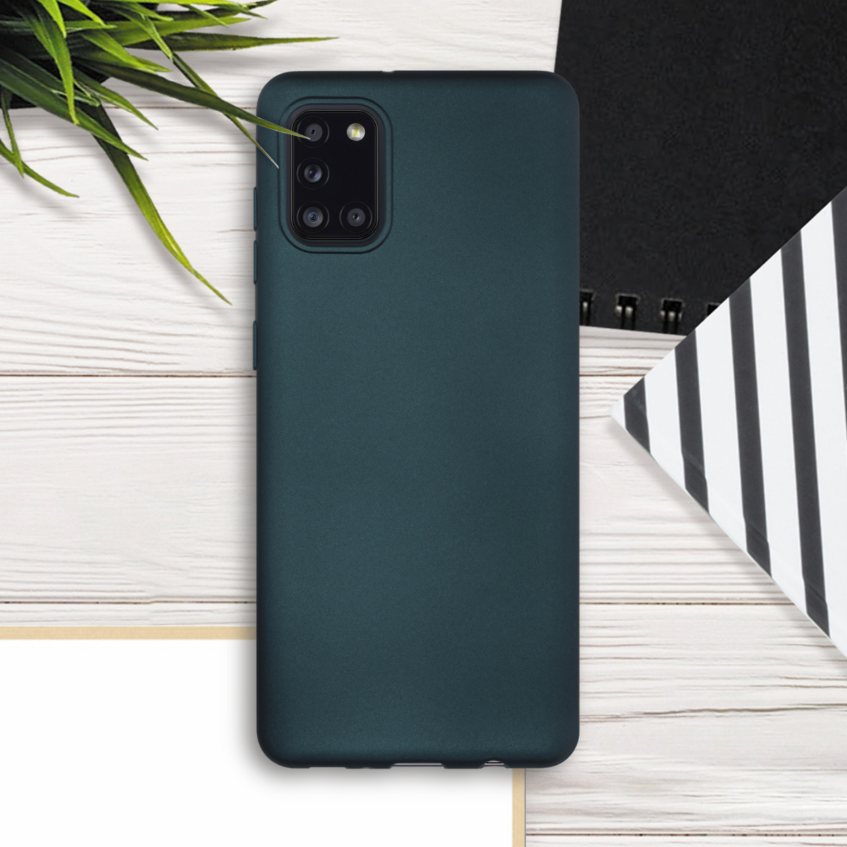 Kryt na mobil Samsung Galaxy A31 kwmobile TPU metalický Metalická petrolejová