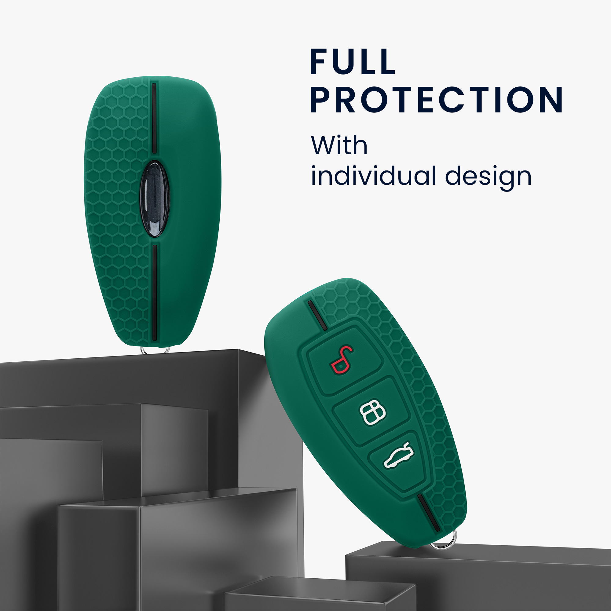 Kryt klíče Ford 3 tlačítka Keyless Go kwmobile tmavě zelená / čer