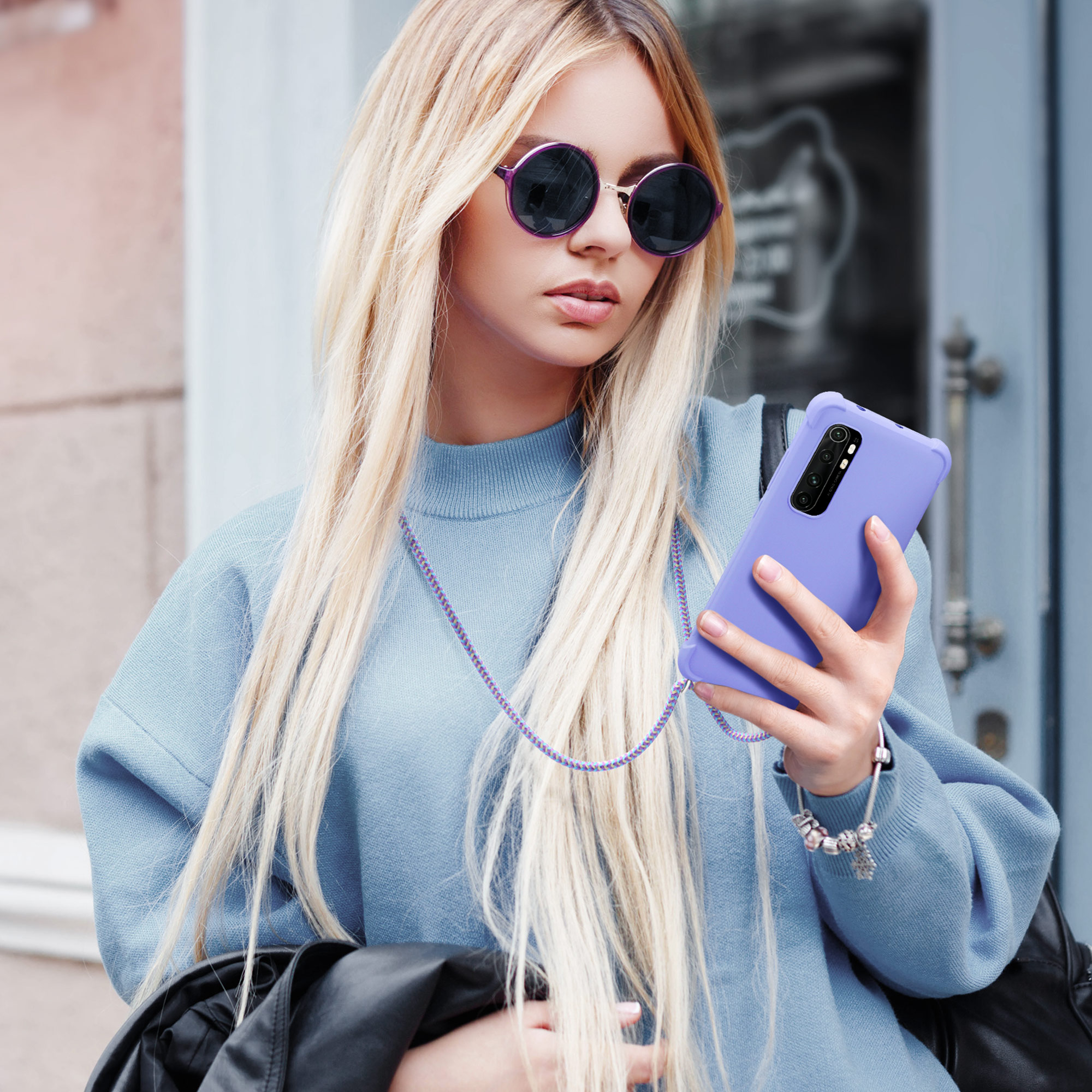 Crossbody kryt kwmobile Xiaomi Mi Note 10 Lite, levandulová