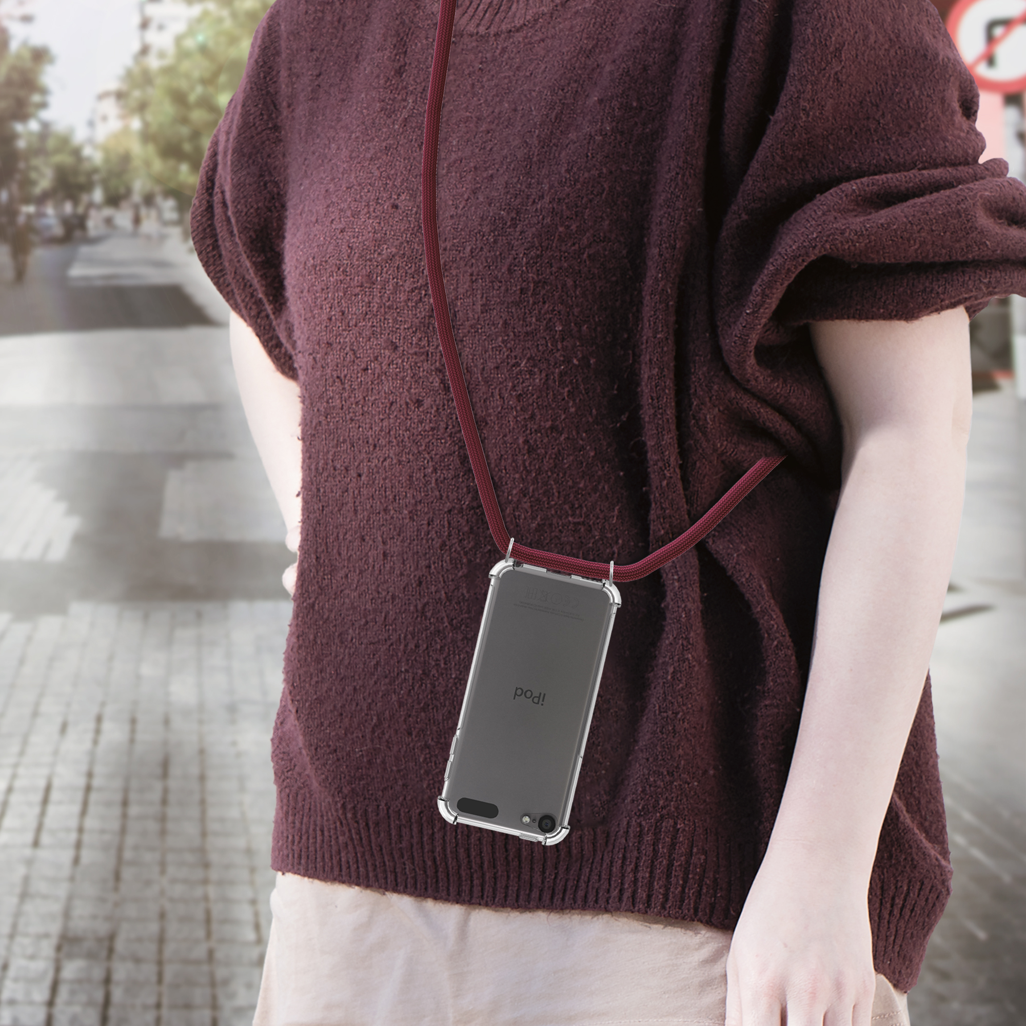 Crossbody kryt na mobil kwmobile pro Apple iPod Touch 6G / 7G (6th and 7th Generation) - tmavě červená