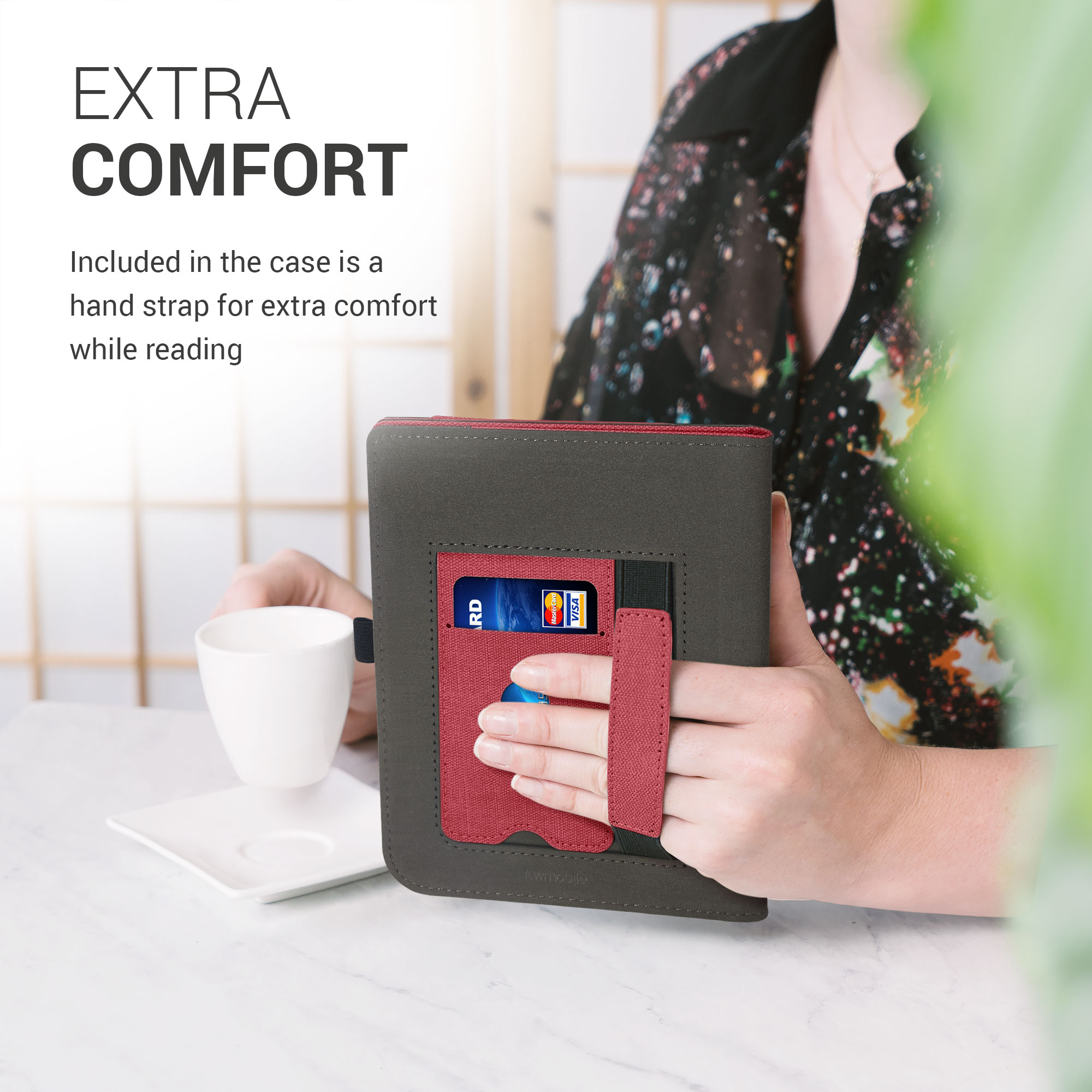 Pouzdro na čtečku kwmobile pro Pocketbook InkPad 3 / 3 Pro / Color /… - červená / tmavě šedá