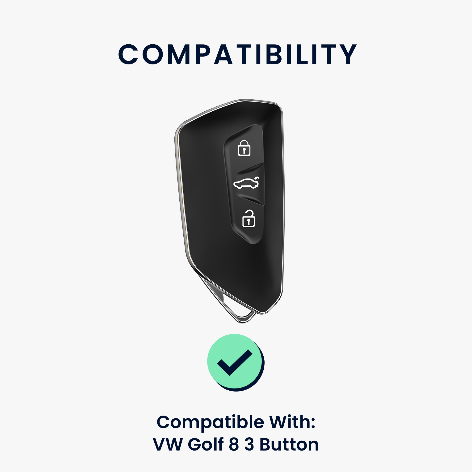 Obal na klíč VW Golf 8 3 tlačítka kwmobile ‑ lesklá růžově zlatá