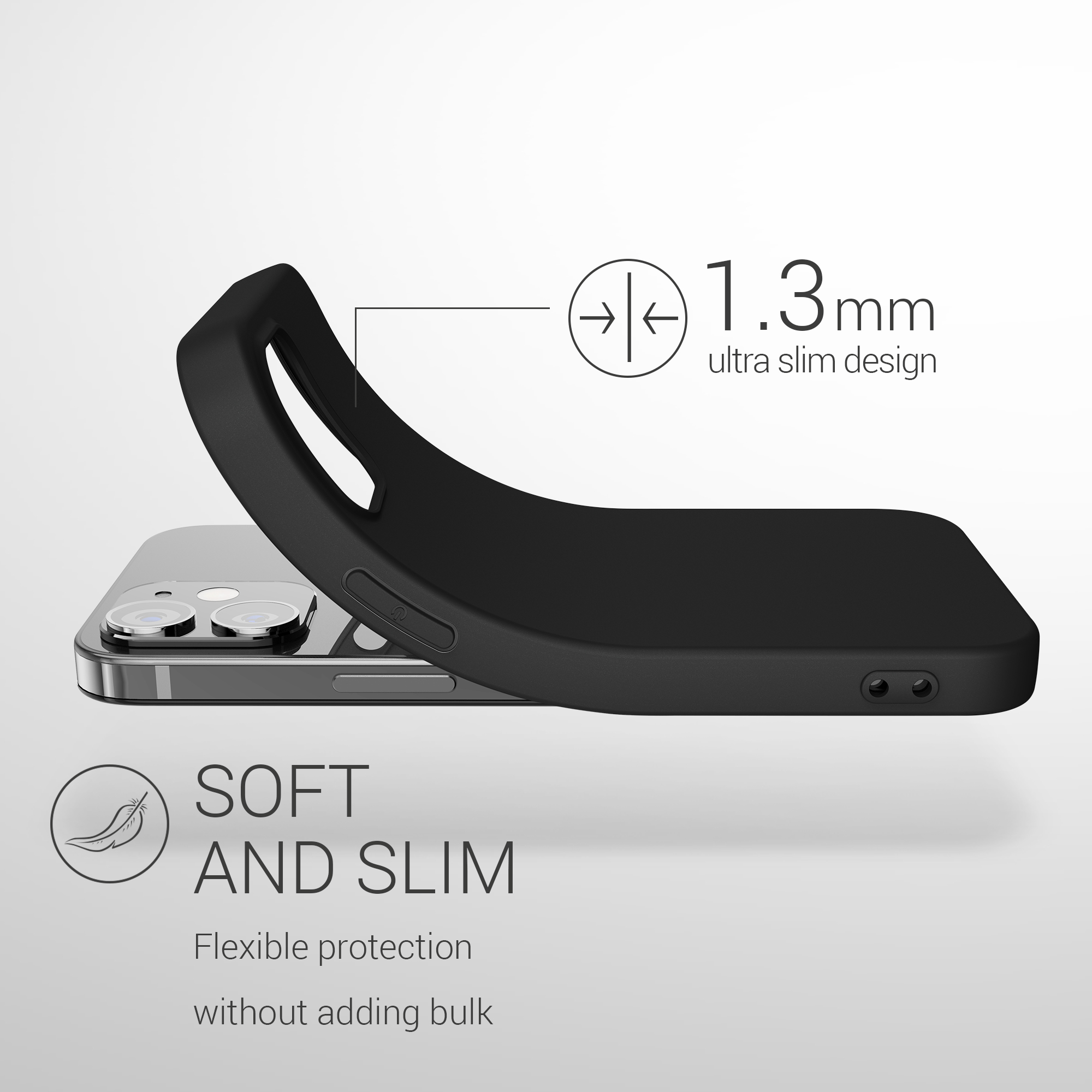 Silikonový kryt kwmobile pro iPhone 12 / iPhone 12 Pro - černá matná