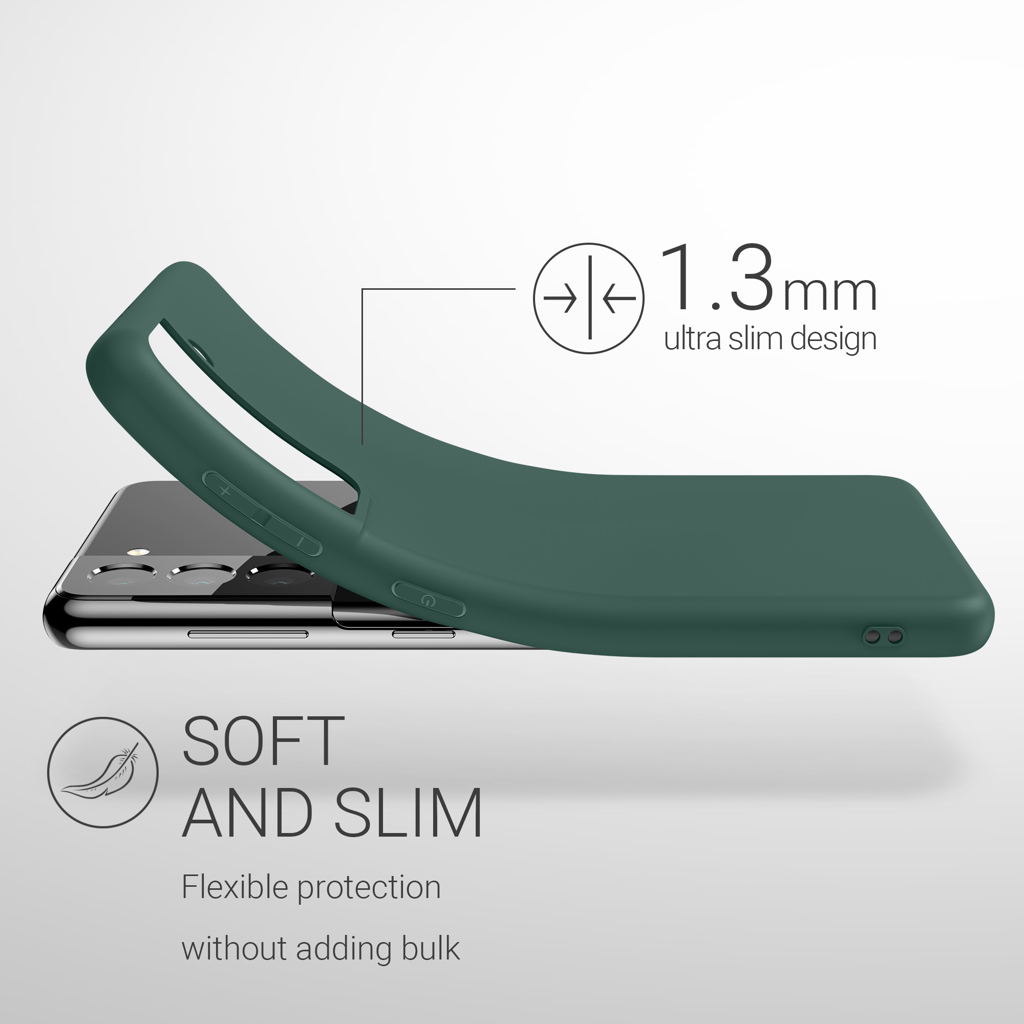 Kryt na mobil Samsung Galaxy S21 kwmobile TPU mechově zelený