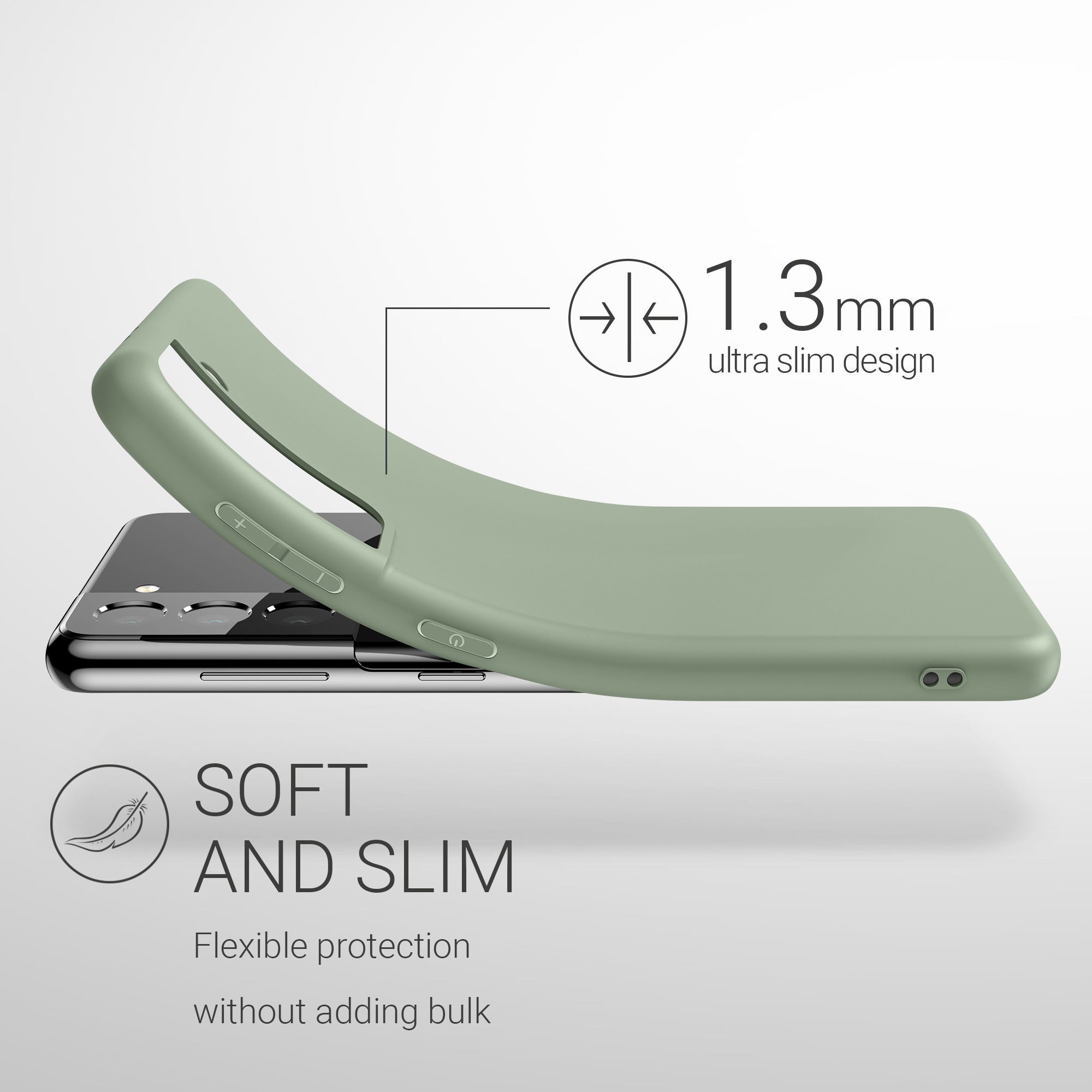 Kryt na mobil Galaxy S21 kwmobile Soft Cover šedozelená