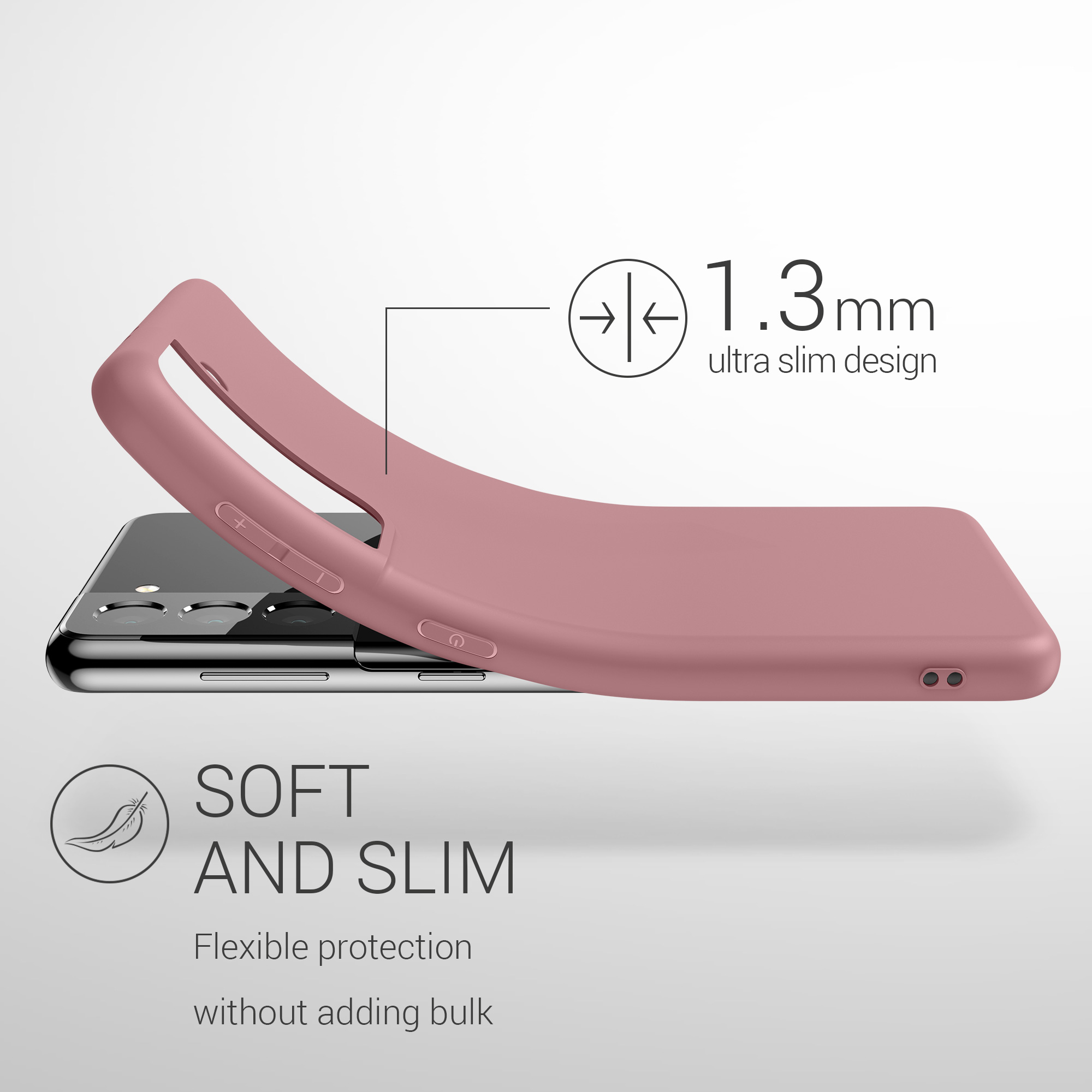 Kryt na mobil Samsung Galaxy S21 kwmobile TPU pudrově růžový