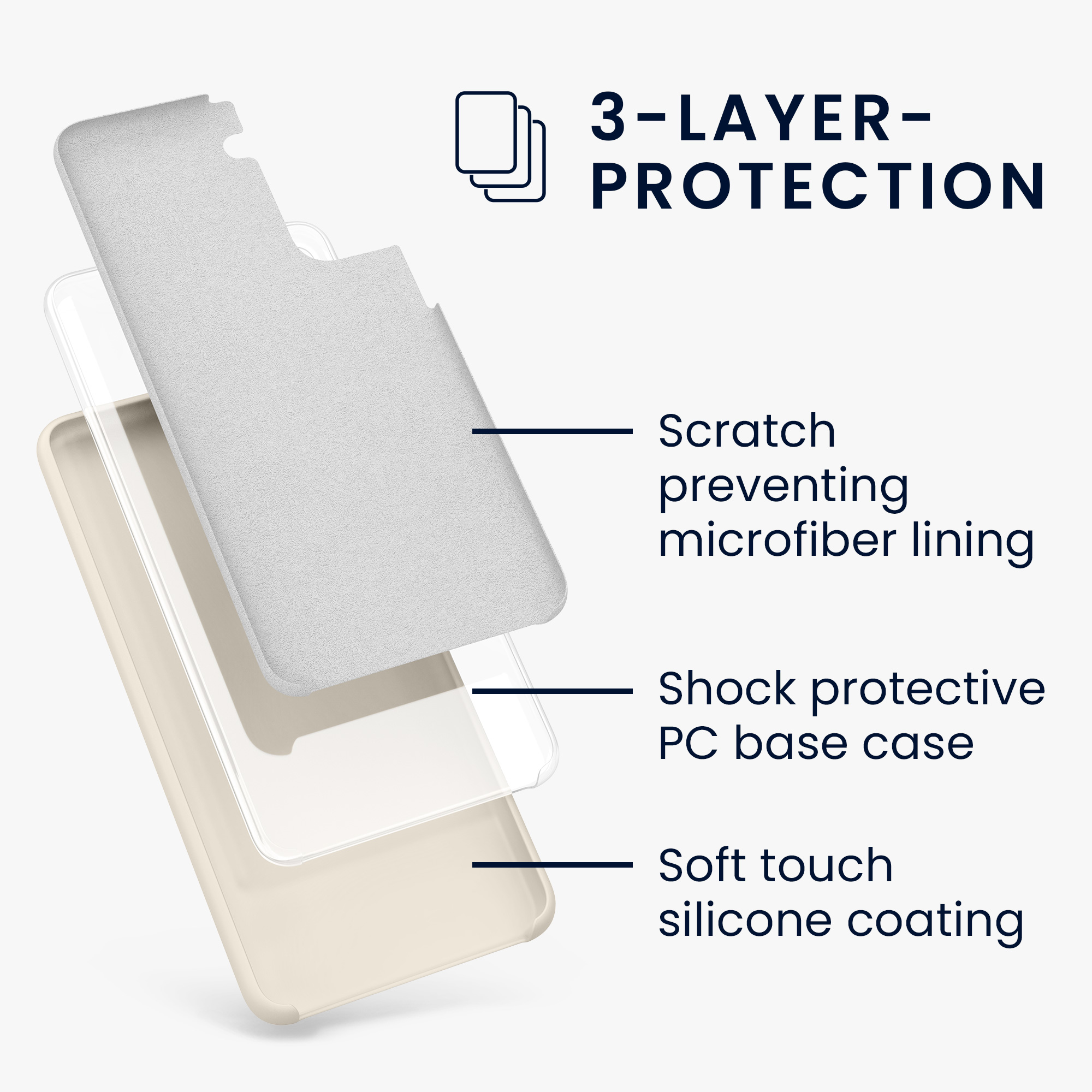 Kryt na mobil Galaxy S21 kwmobile Soft Cover matná krémová