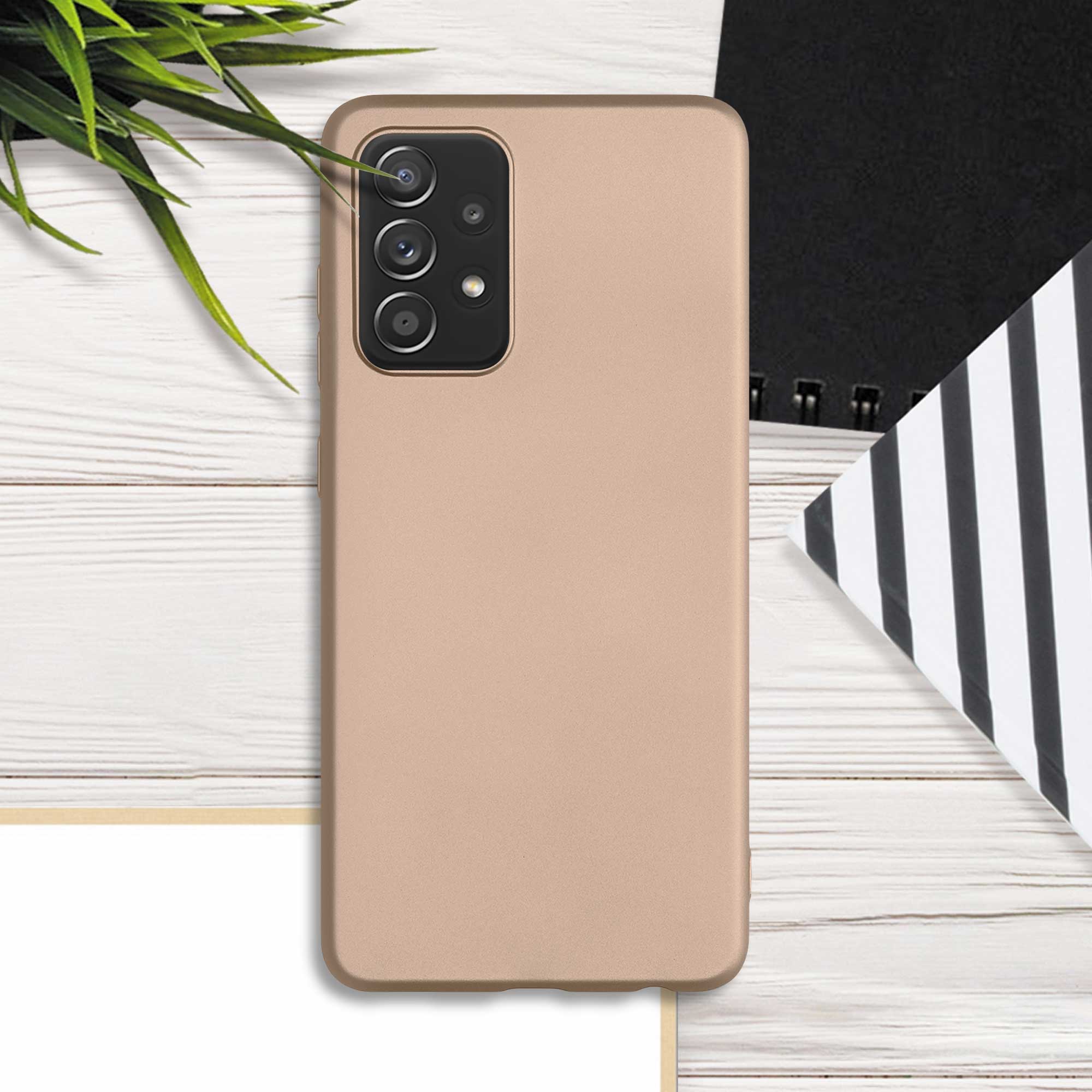 Kryt na mobil Samsung Galaxy A52 / A52 5G / A52s 5G kwmobile TPU metalický Metalická zlatá