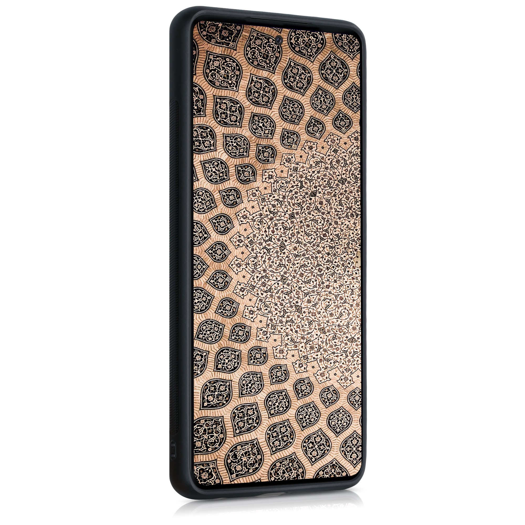 Dřevěný kryt na mobil Samsung Galaxy A52 / A52 5G / A52s 5G kwmobile TPU rámeček Tmavě hnědá