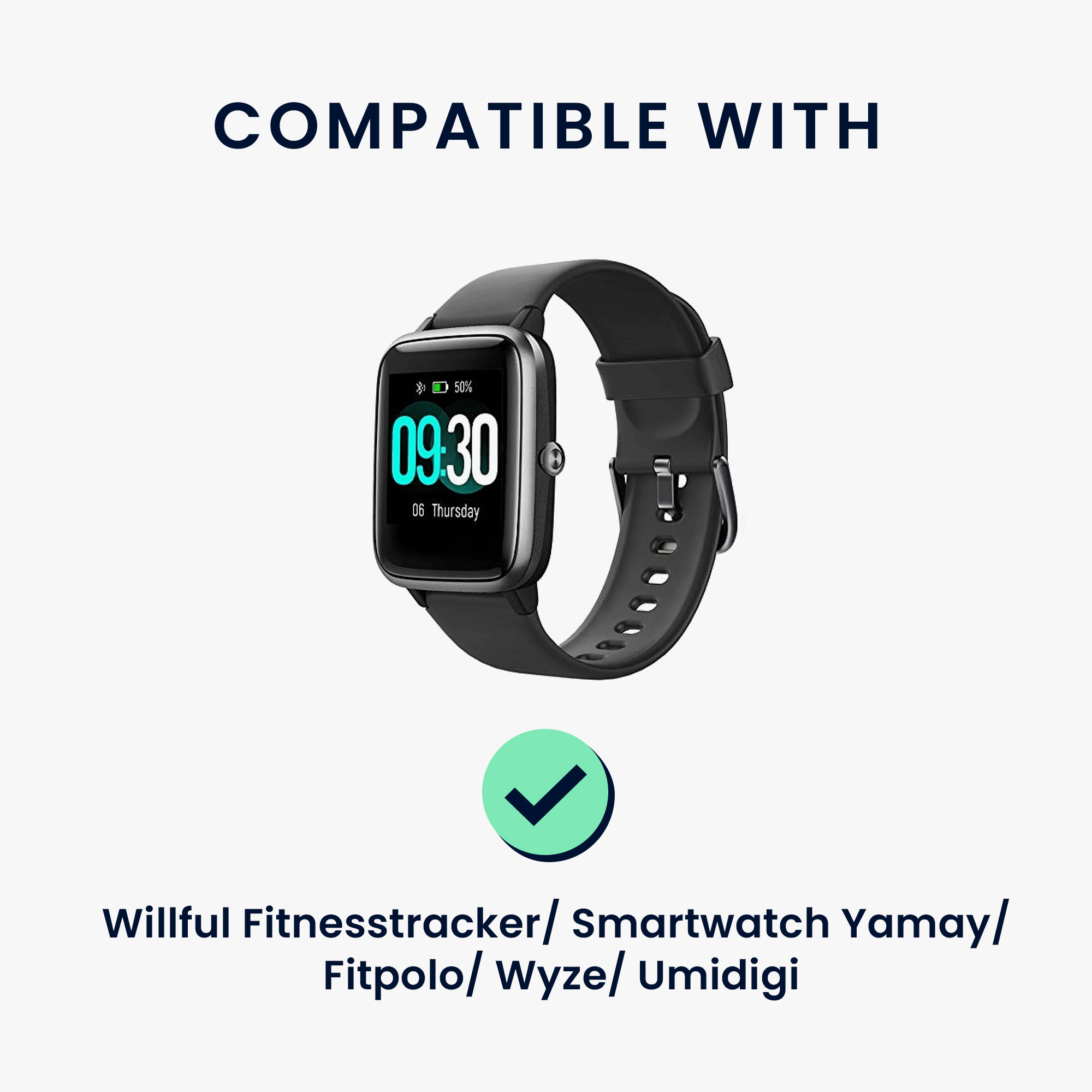 Nabíjecí kabel kwmobile pro Willful Fitnesstracker / Smartwatch YAMAY / Fitpolo / Wyze / Umidigi - bílá