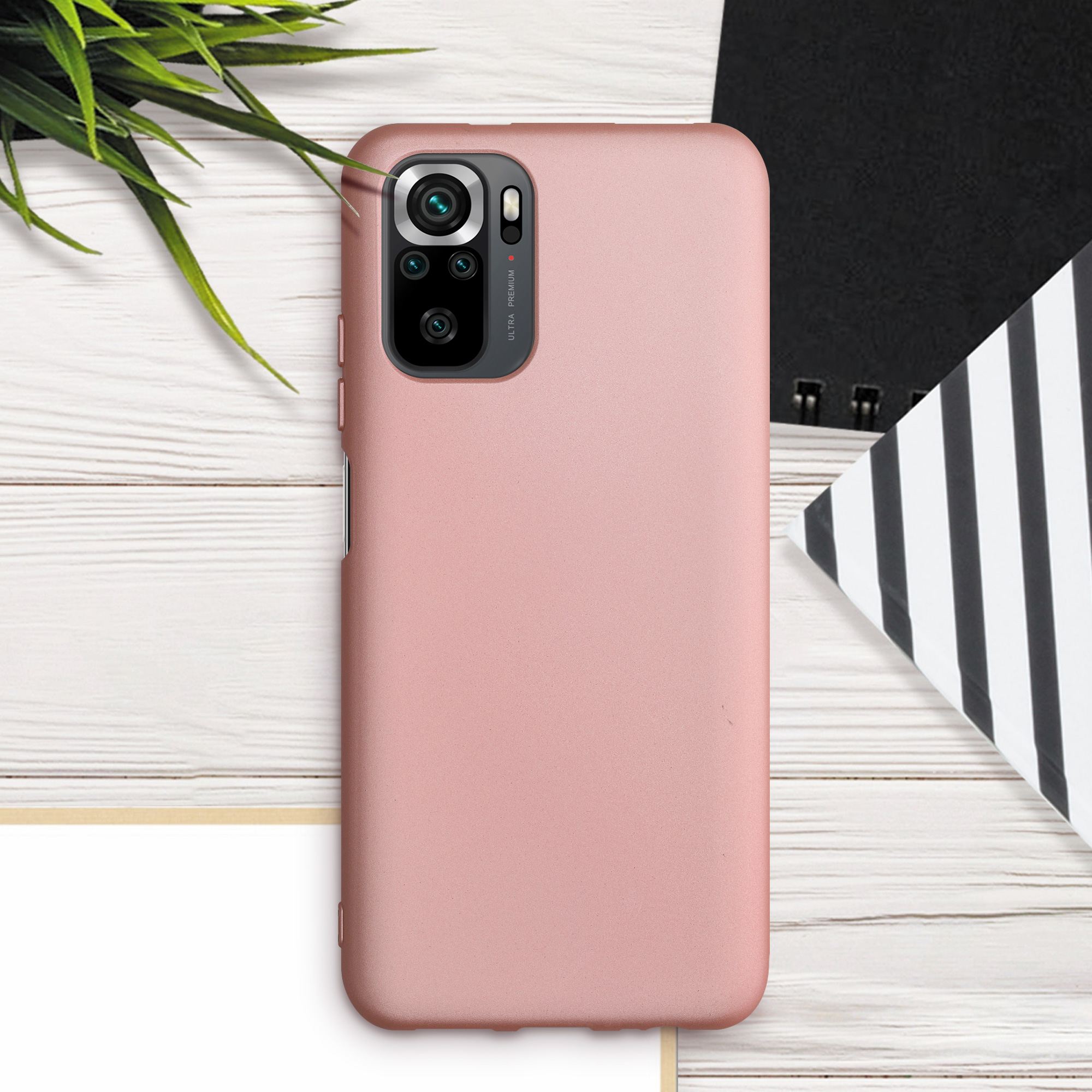 Kryt Xiaomi Redmi Note 10 metalický TPU metalická růžovo-zlatá kwmobile