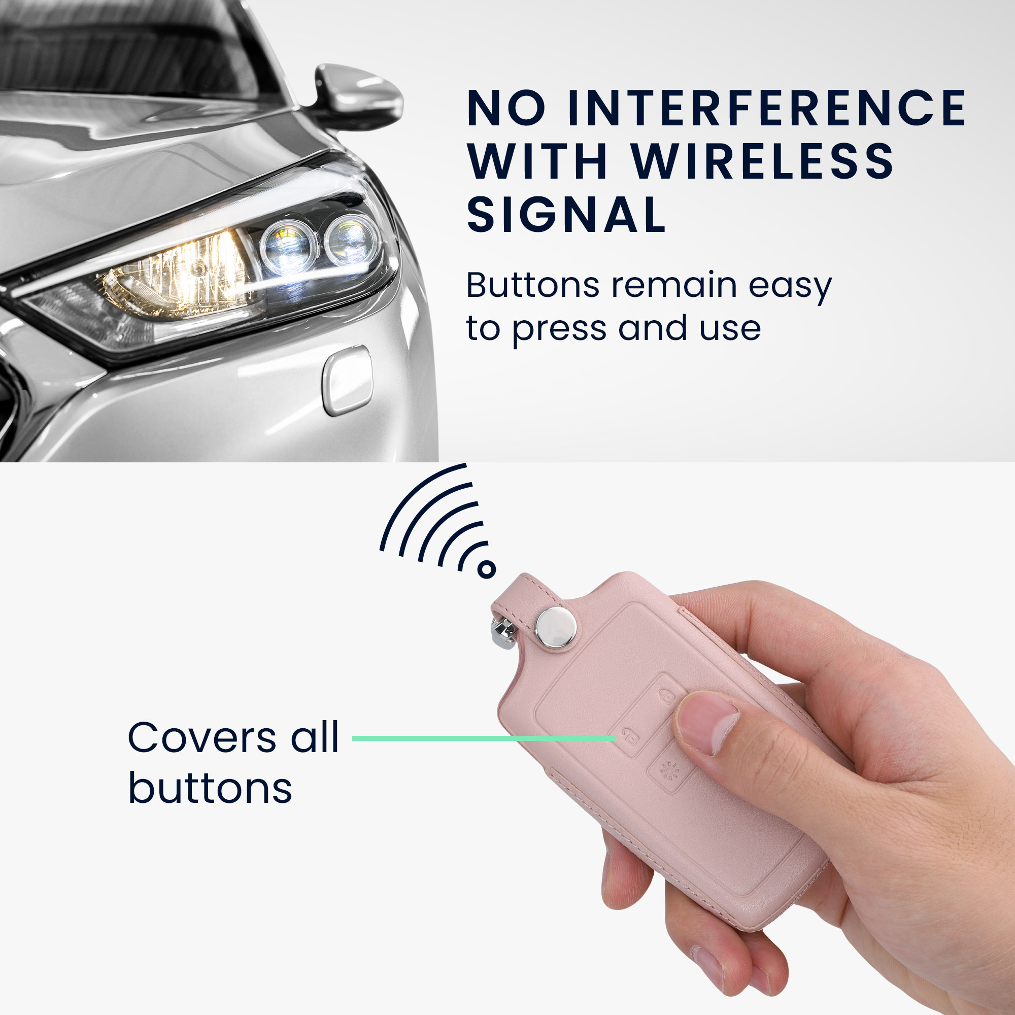 Obal na klíč od auta pro Renault chytrý klíč se 4 tlačítky kwmobile z pravé kůže - růžové zlato