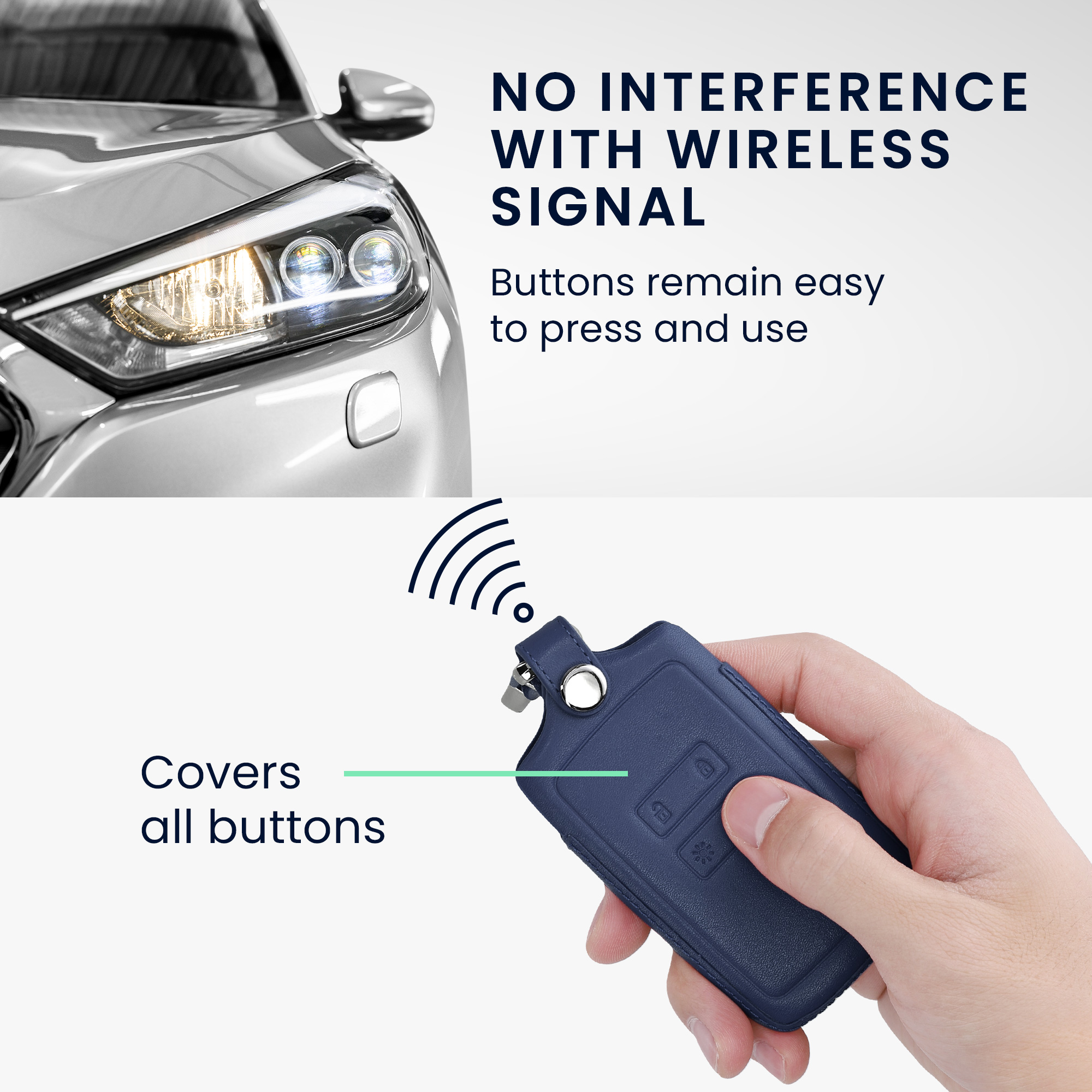 Obal na klíč od auta pro Renault chytrý klíč se 4 tlačítky kwmobile z pravé kůže - tmavě modrá