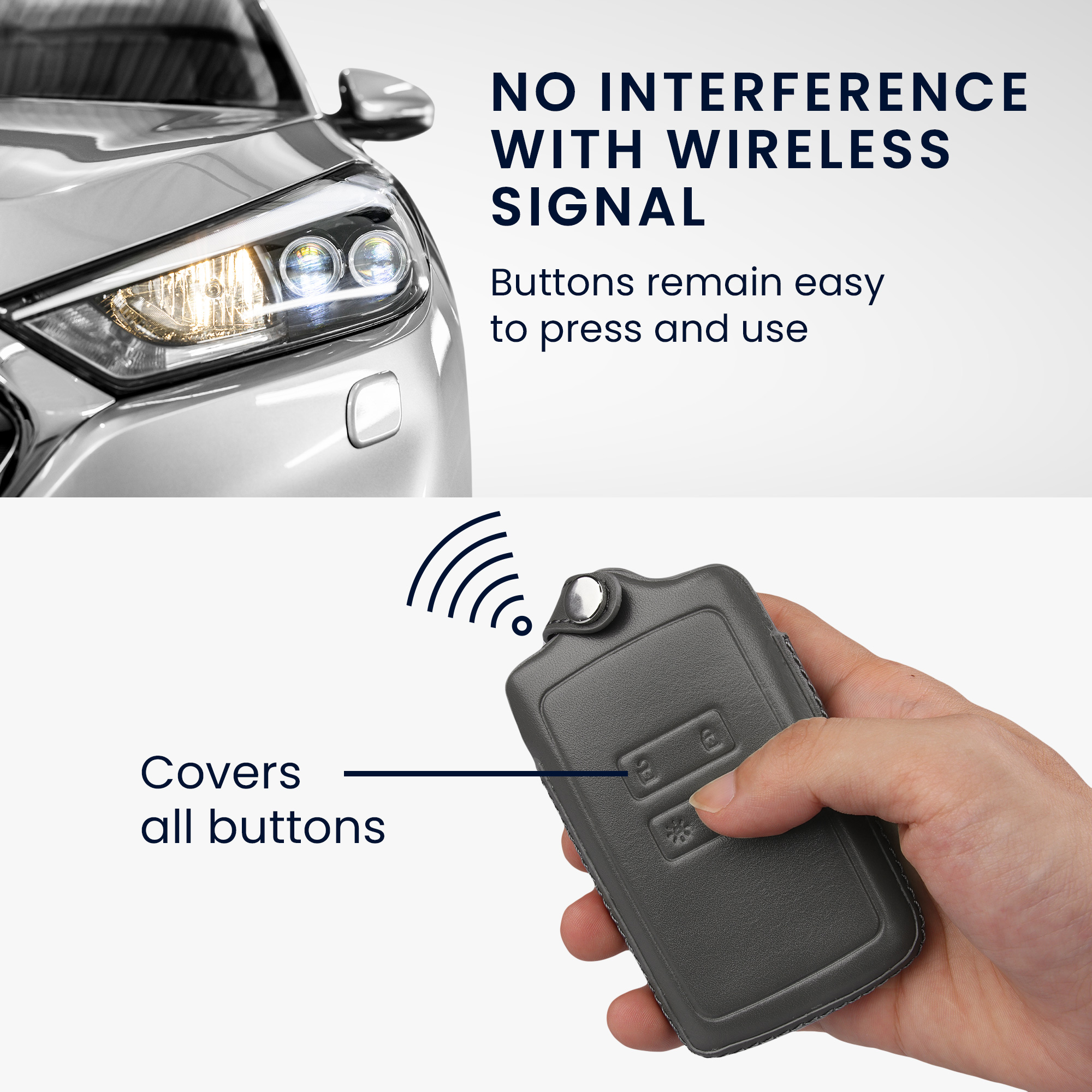 Obal na klíč od auta pro Renault chytrý klíč se 4 tlačítky kwmobile z pravé kůže - tmavě šedá