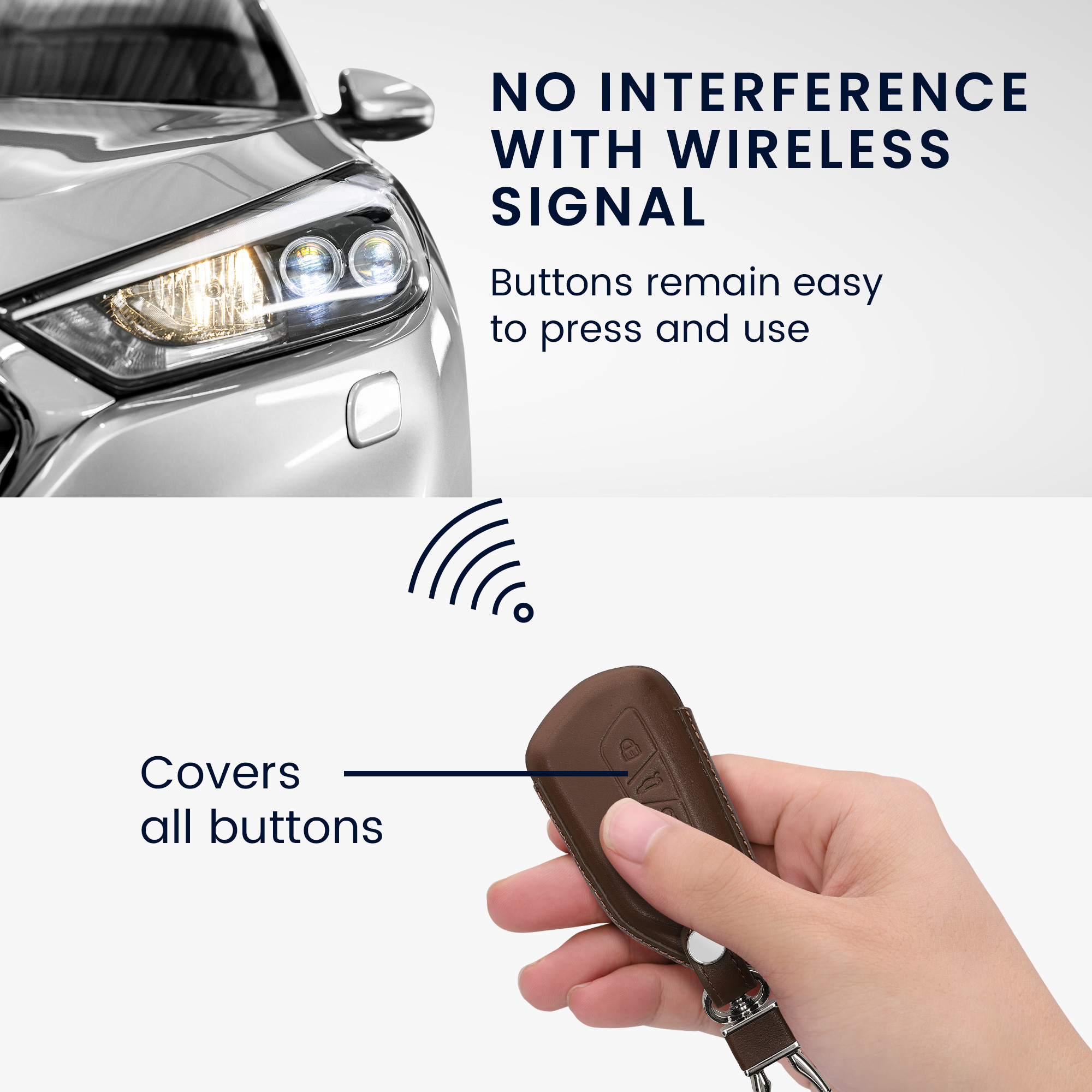 Pouzdro na klíč od auta kwmobile pro VW Golf 8, ID.3/ID.4/ID.5/ID.7, Seat/Škoda/Cupra - tmavě hnědá