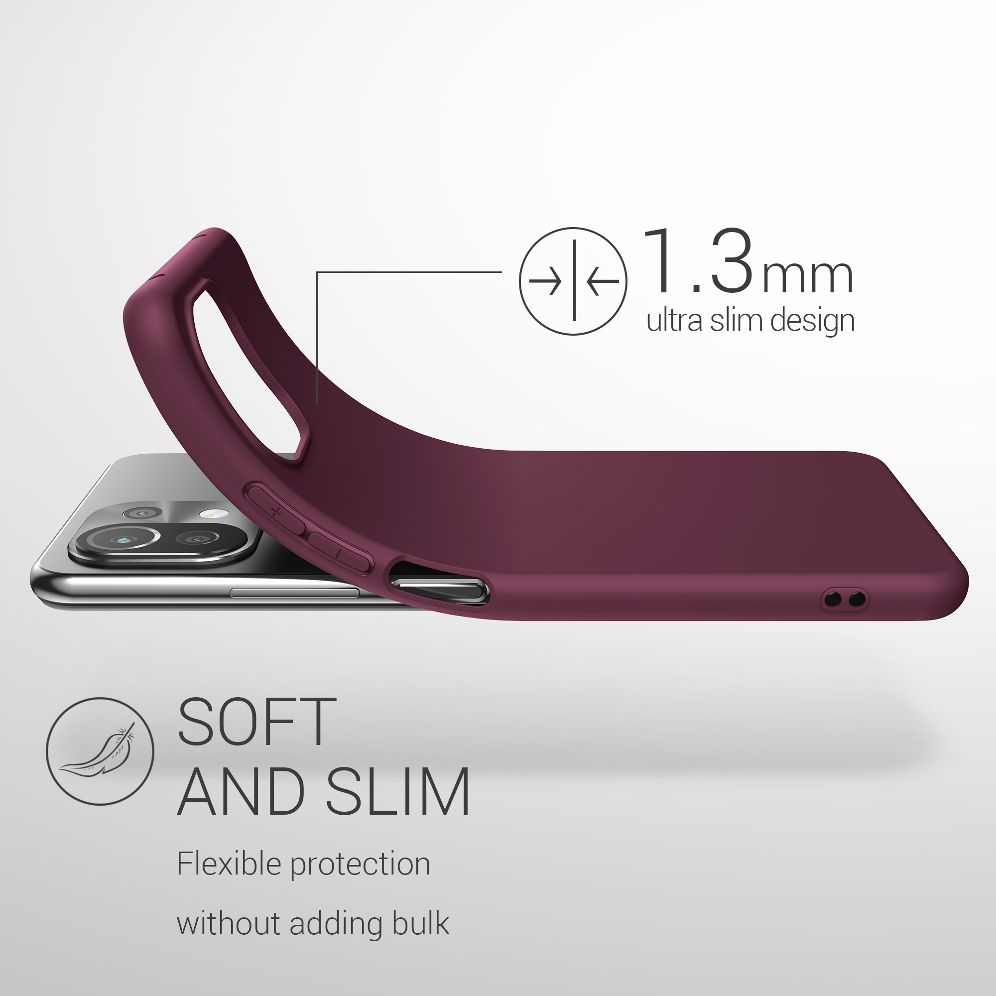 Kryt na mobil Xiaomi 11 Lite NE kwmobile TPU bordeaux fialový