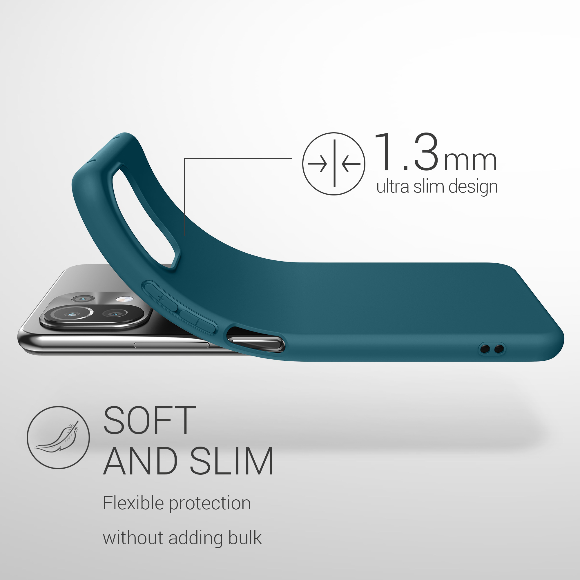 Kryt na mobil Xiaomi 11 Lite NE kwmobile TPU matně modrozelený