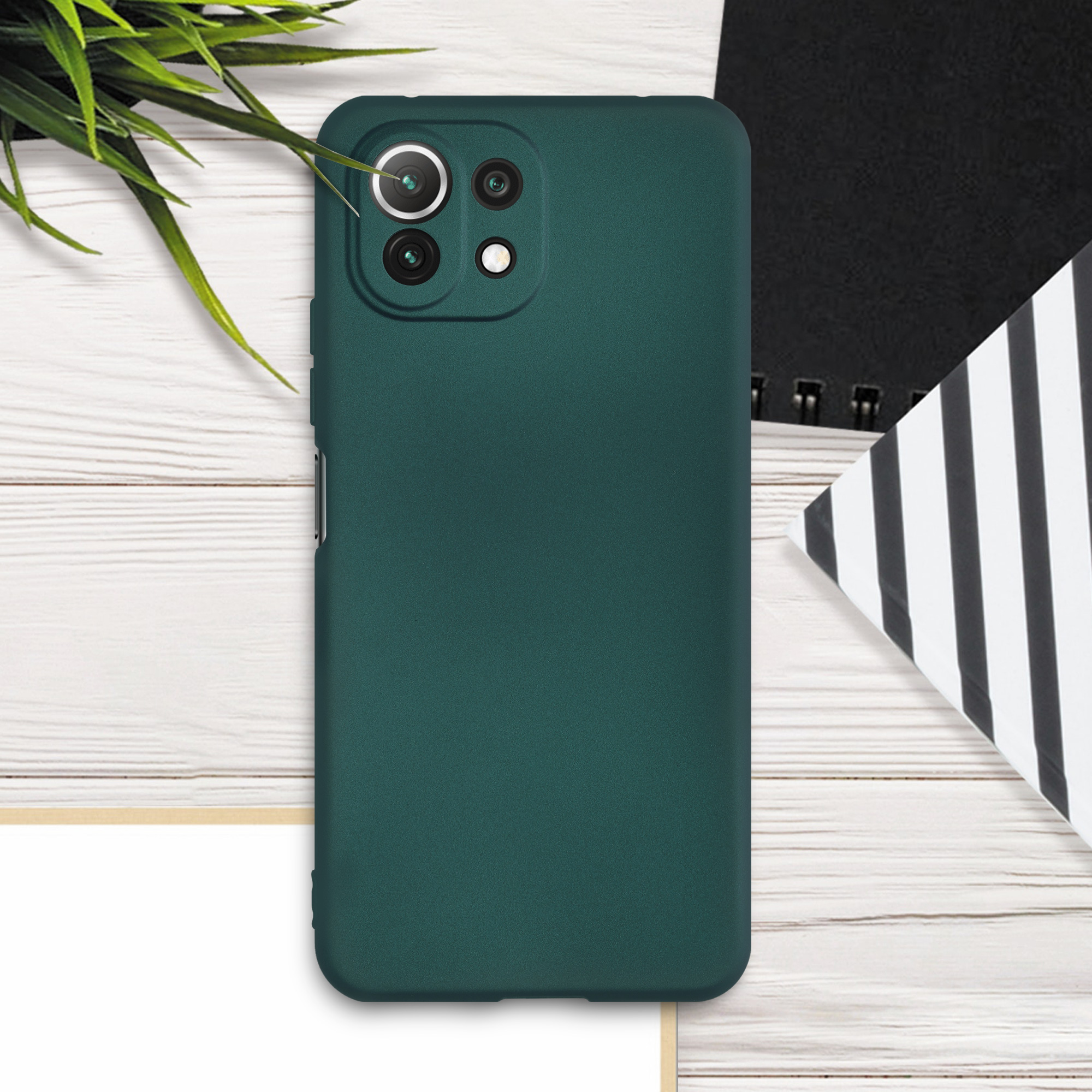 Metalický kryt na mobil Xiaomi 11 Lite NE kwmobile metalicky modrozelený