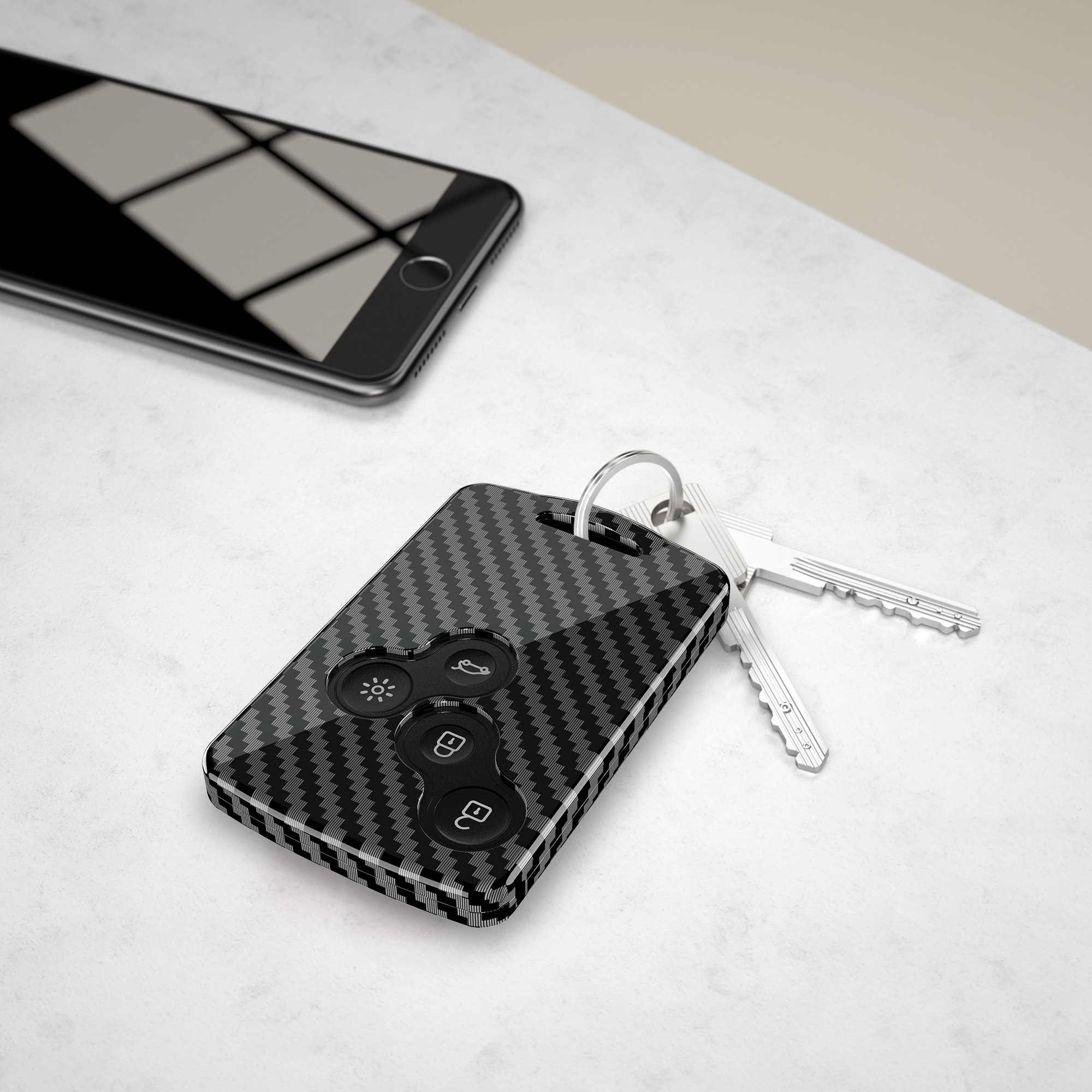 Obal na klíč od auta pro Renault klíč se 4 tlačítky (pouze Keyless Go) kwmobile - karbon černá