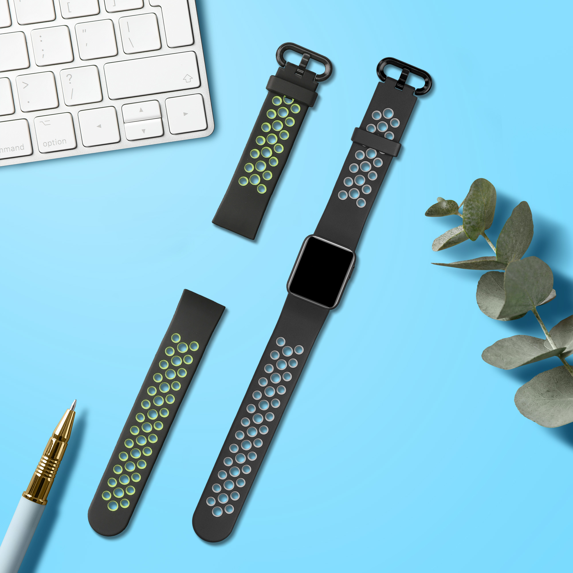 Řemínek kwmobile pro Xiaomi Mi Watch Lite / Redmi Watch - Černá / zelená / černá / šedá