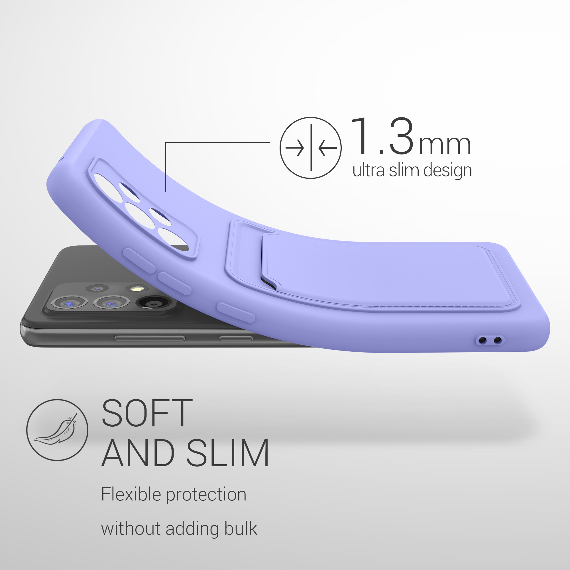 Kryt na mobil Samsung Galaxy A52 / A52 5G / A52s 5G kwmobile TPU s přihrádkou na kartu Levandulová
