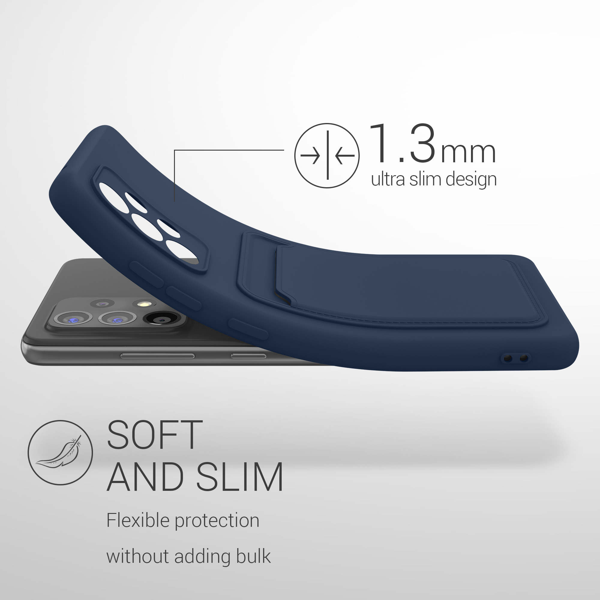Kryt na mobil Samsung Galaxy A52 / A52 5G / A52s 5G kwmobile TPU s přihrádkou na kartu Tmavě modrá
