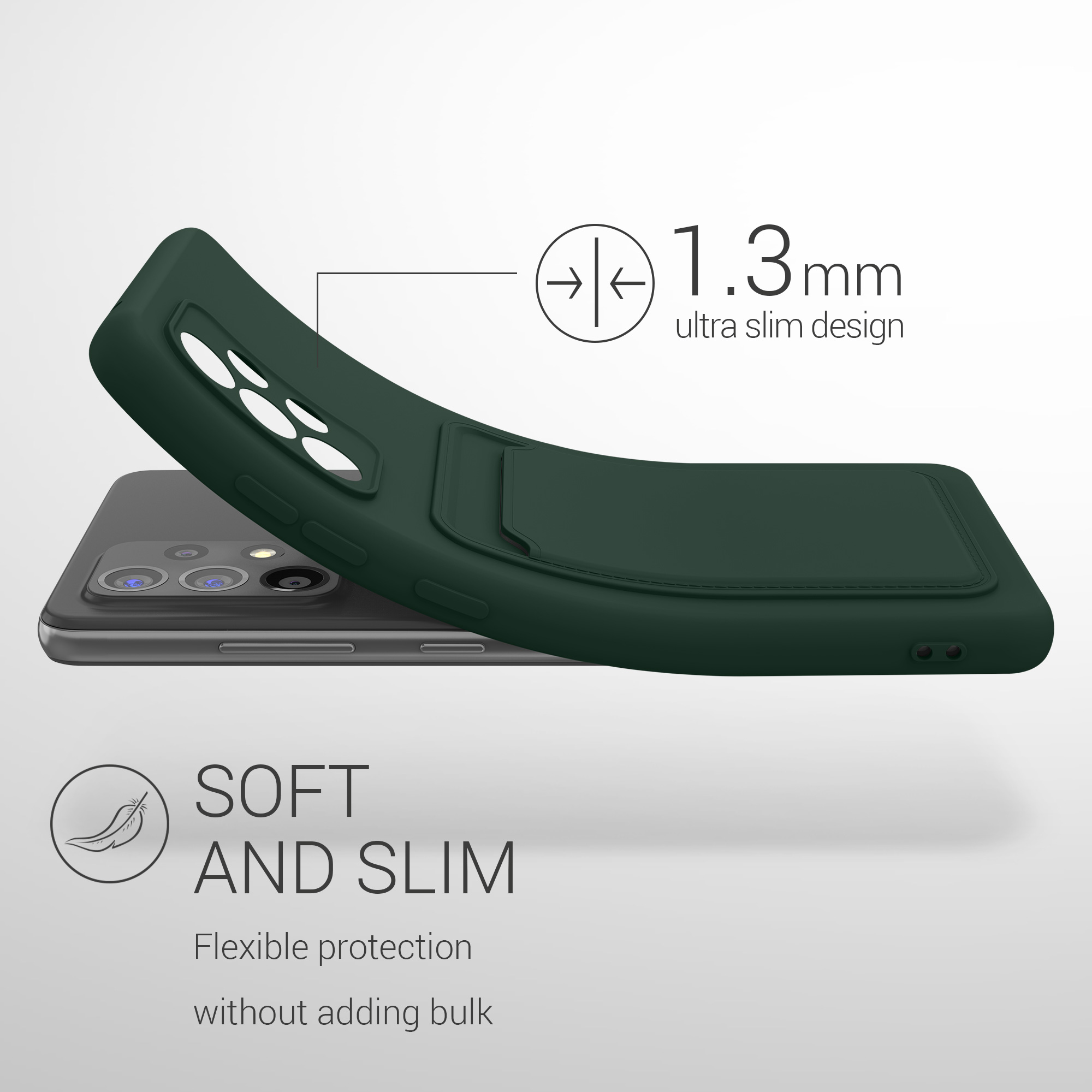 Kryt na mobil Samsung Galaxy A52 / A52 5G / A52s 5G kwmobile TPU s přihrádkou na kartu Tmavě zelená