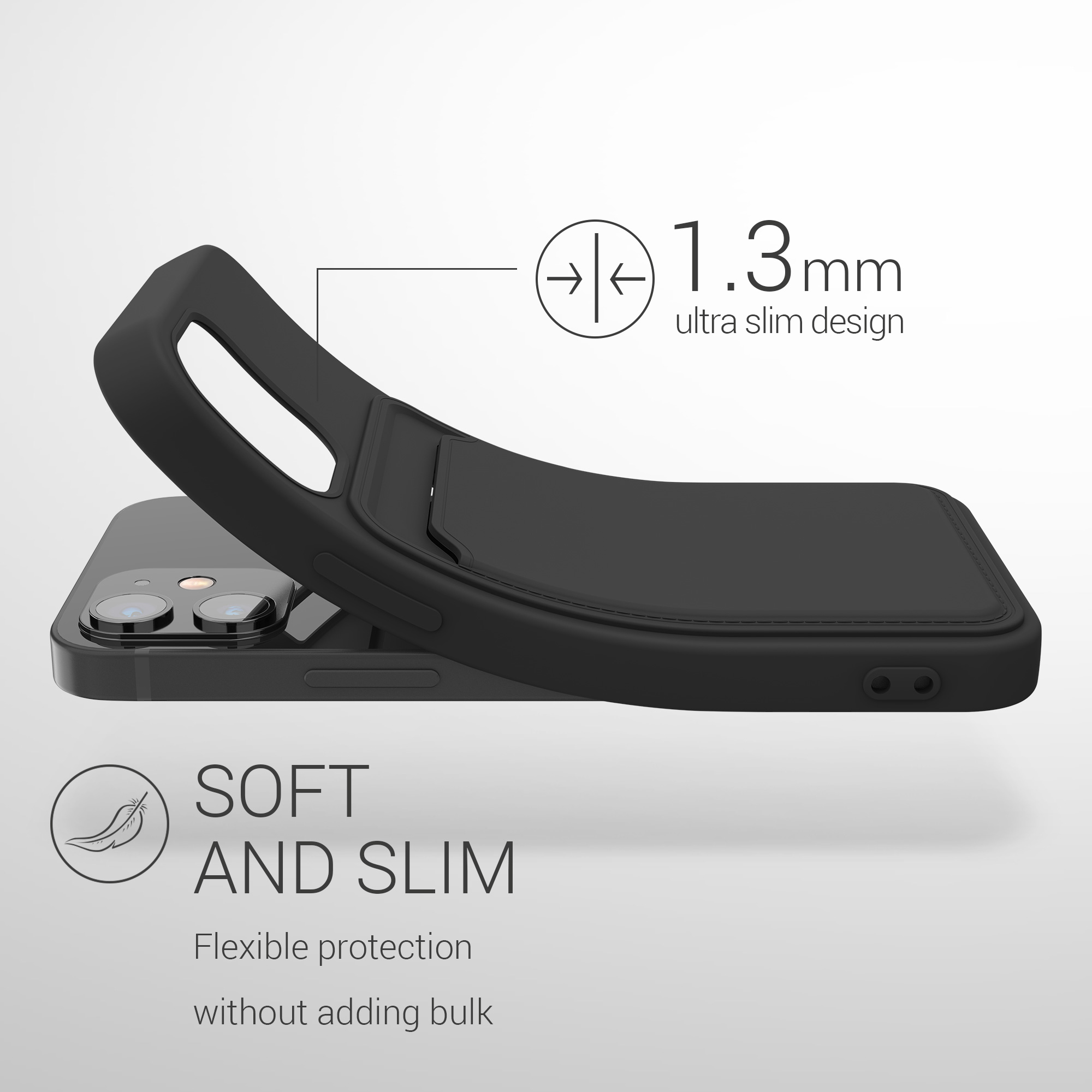 Kryt s přihrádkou kwmobile pro iPhone 12 mini - černá