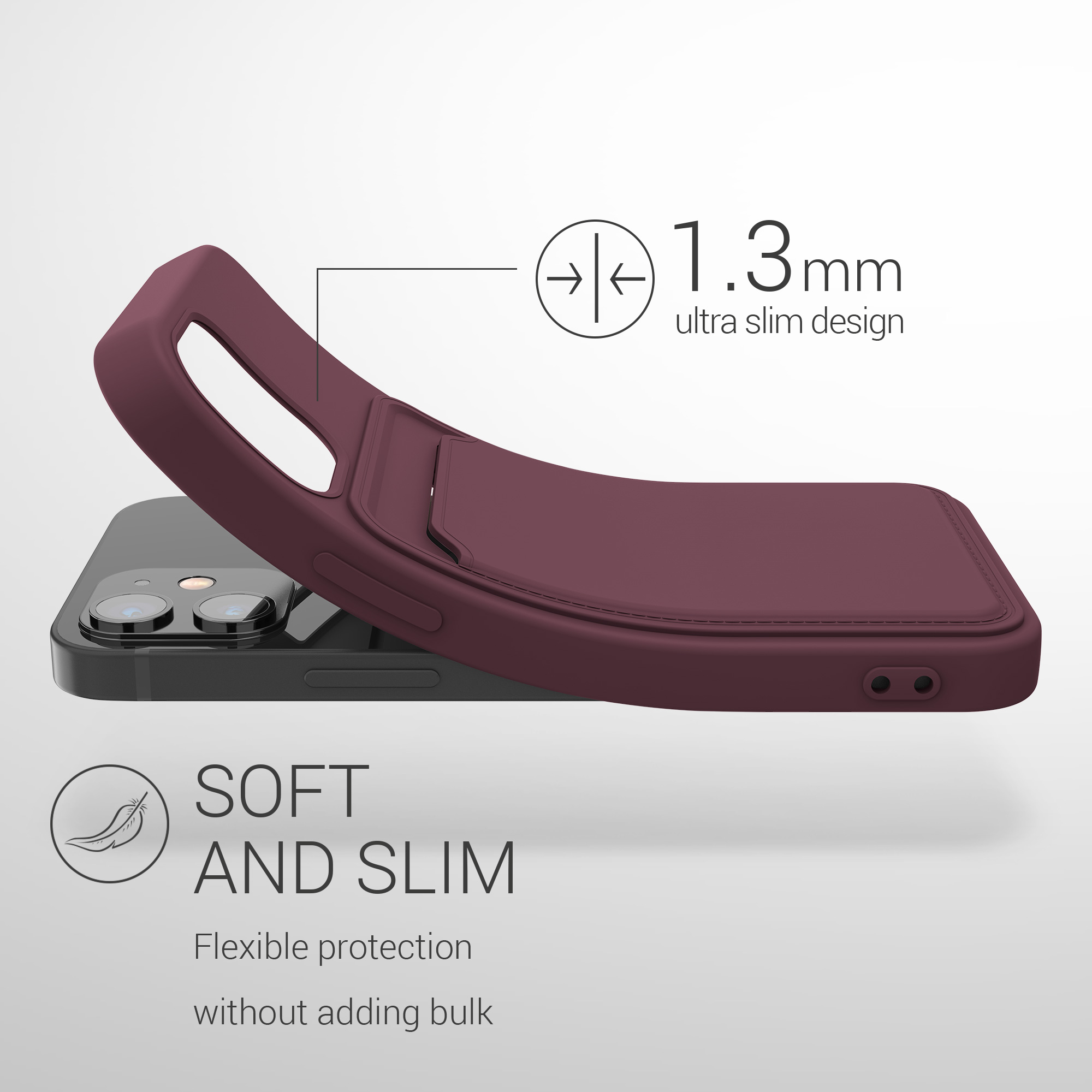 Kryt s přihrádkou kwmobile pro iPhone 12 mini - tawny červená