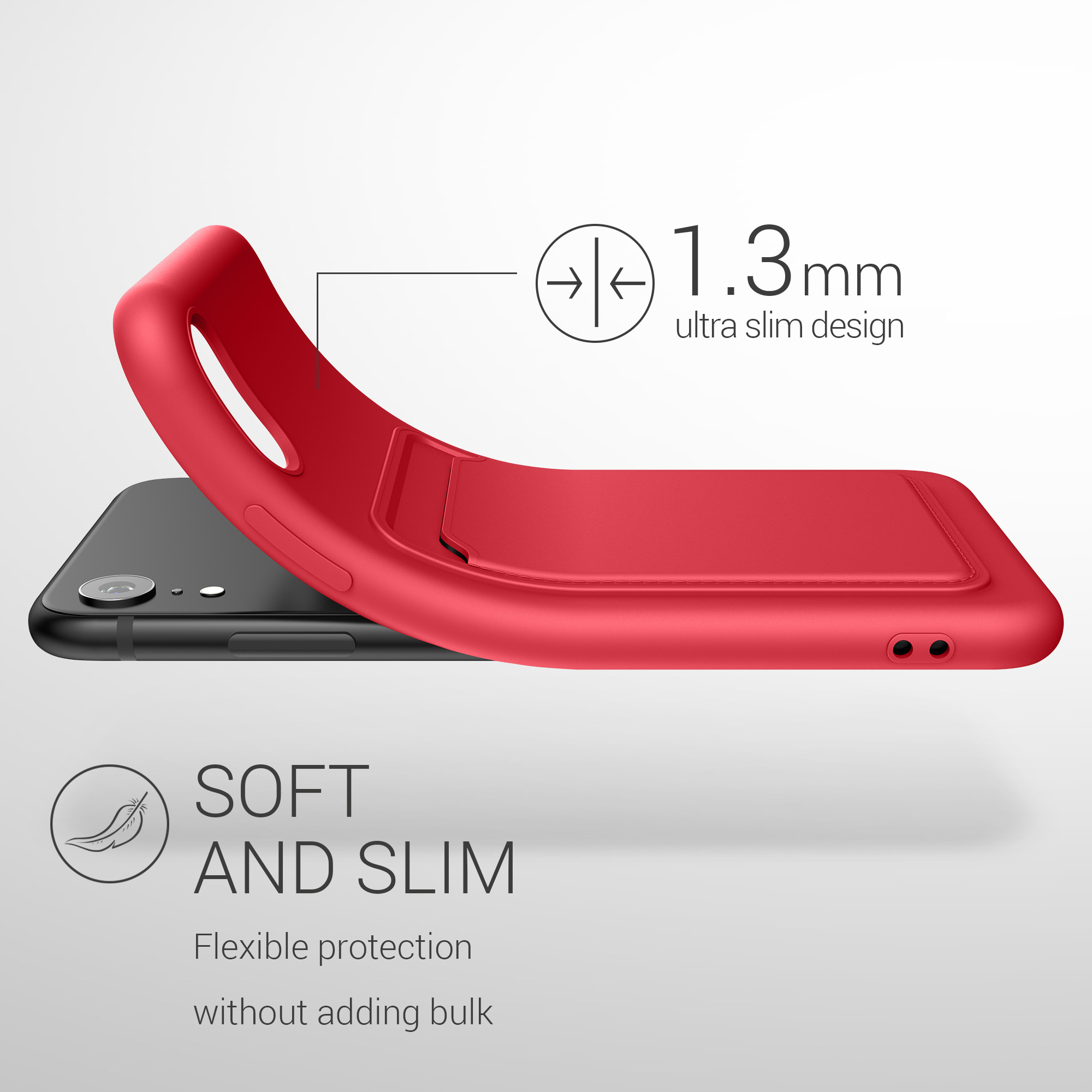 Pouzdro pro Apple iPhone XR s přihrádkou na kartu kwmobile kapsa na kartu TPU - červená