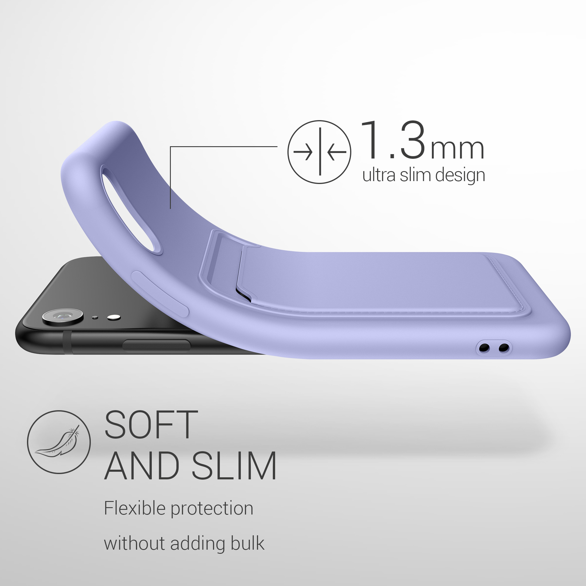 Pouzdro pro Apple iPhone XR s přihrádkou na kartu kwmobile kapsa na kartu TPU - levandulová