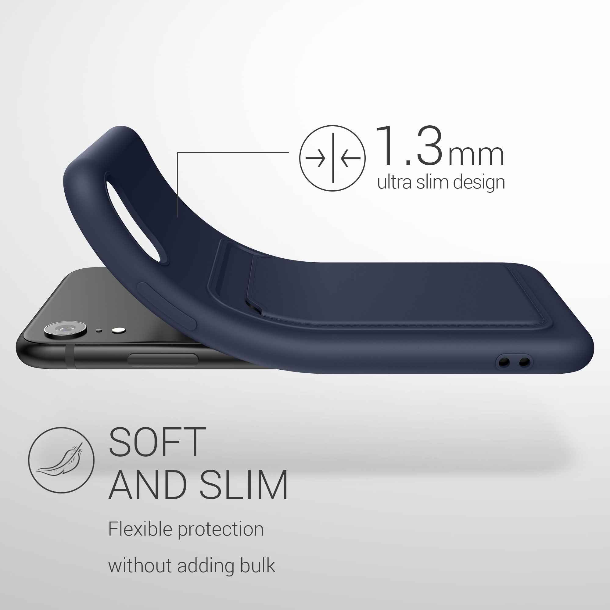 Kryt na mobil s držákem karty kwmobile pro Apple iPhone XR - tmavě modrá