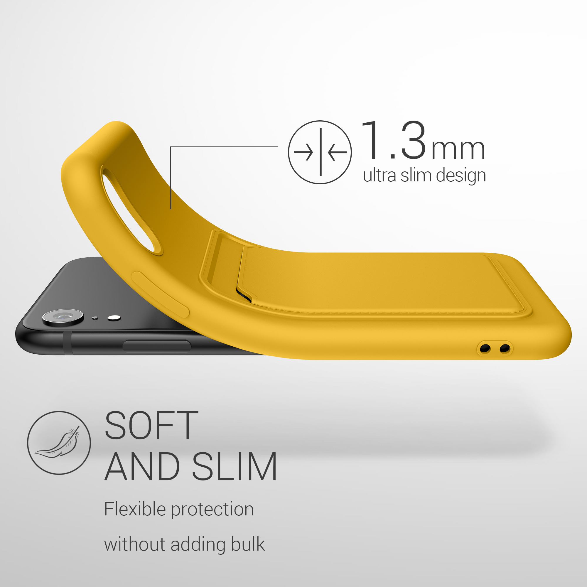 Kryt na mobil s držákem karty kwmobile pro Apple iPhone XR - zářivě žlutá