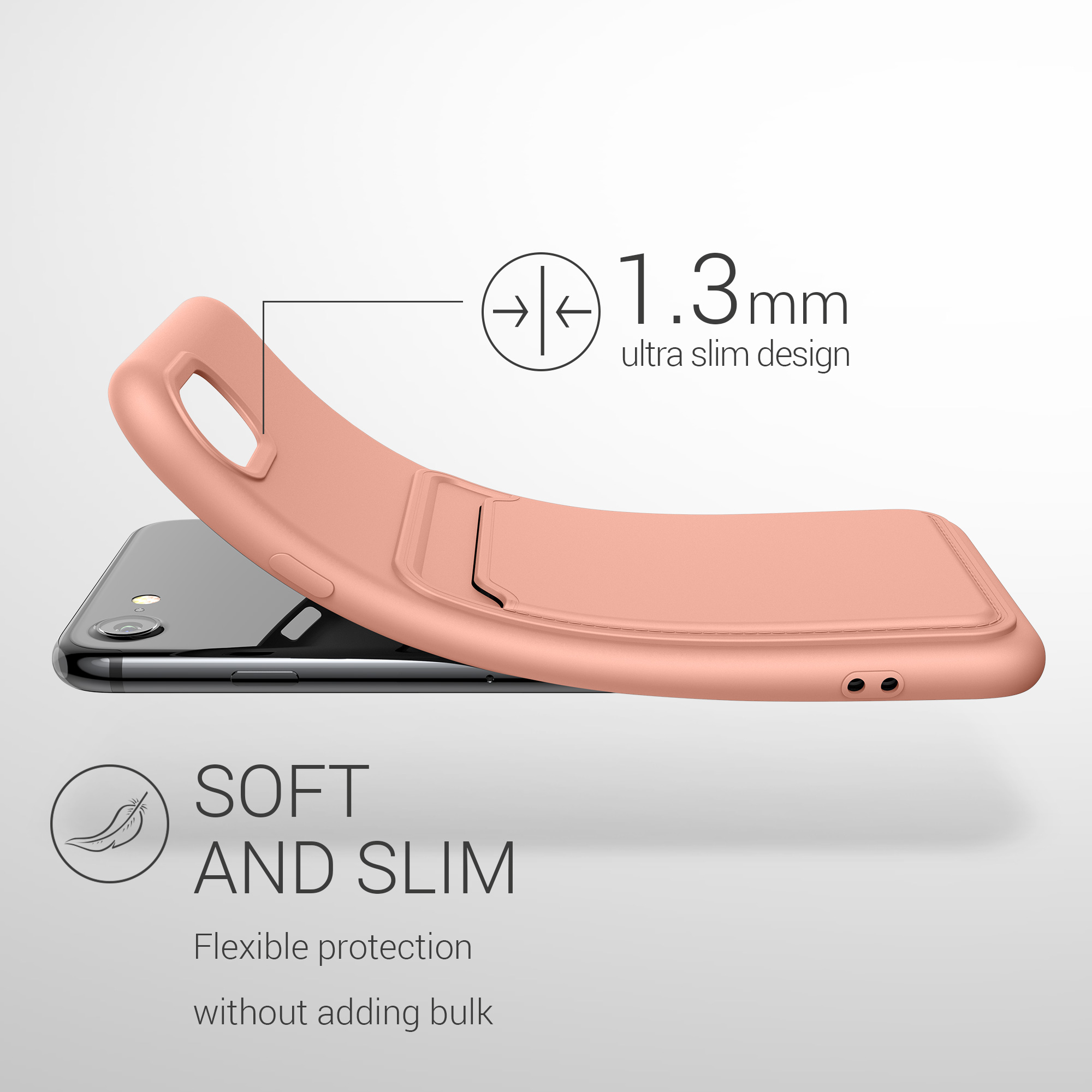 Pouzdro pro Apple iPhone SE (2022) / SE (2020) / 8 / 7 s přihrádkou na kartu kwmobile kapsa na kartu TPU - grapefruitová růžová