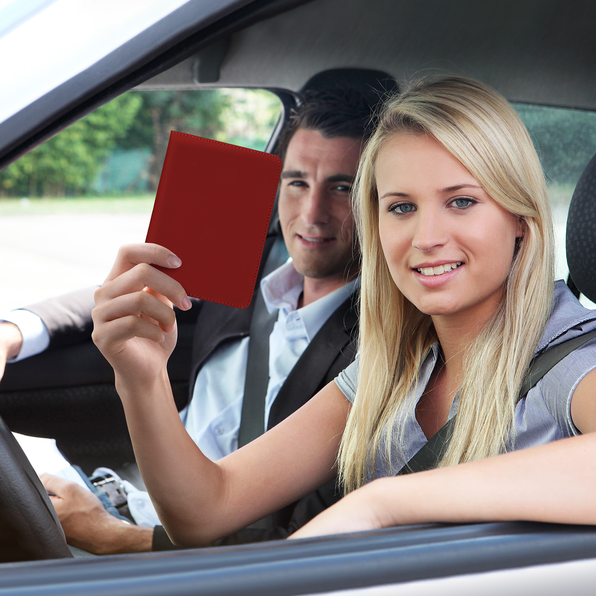 Pouzdro na doklady od auta a pojistku kwmobile semišové - vínově fialová