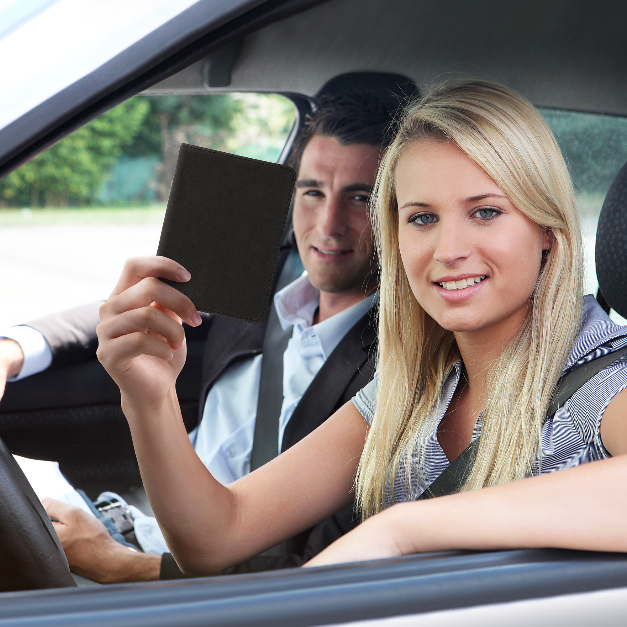 Obal na doklady od auta kwmobile syntetický semiš - černá
